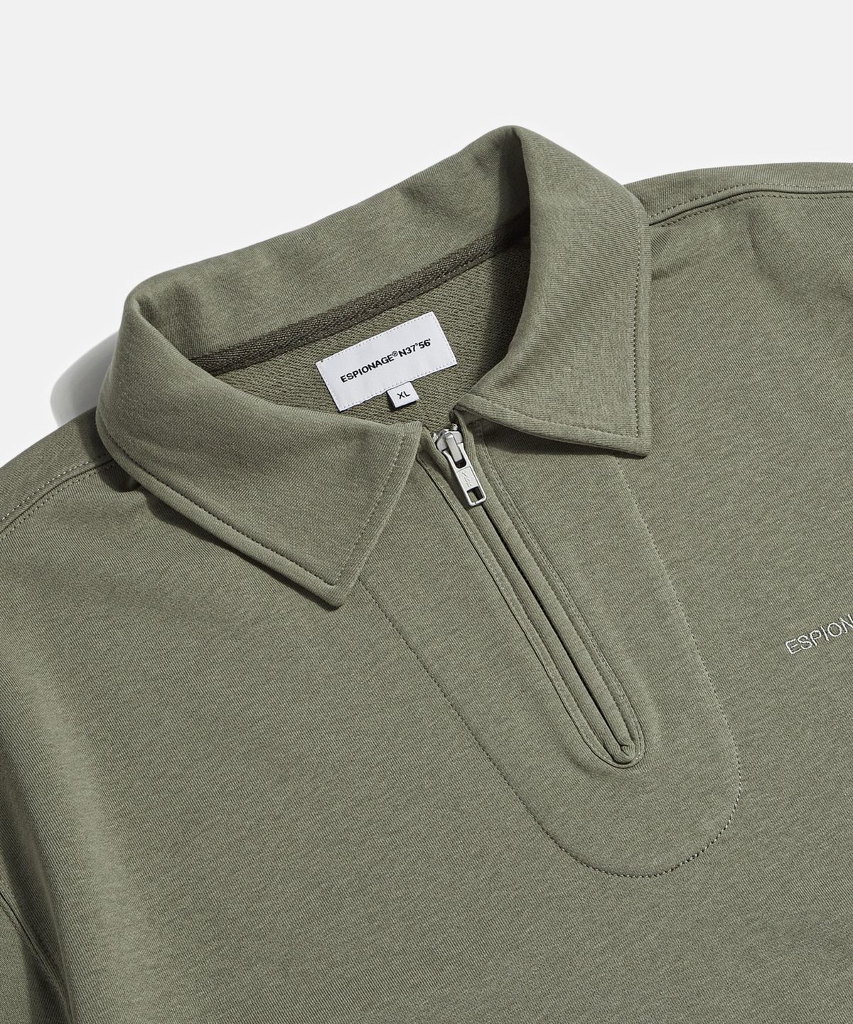 에스피오나지(ESPIONAGE) Quarter Zip Collar S/S Sweatshirt Olive