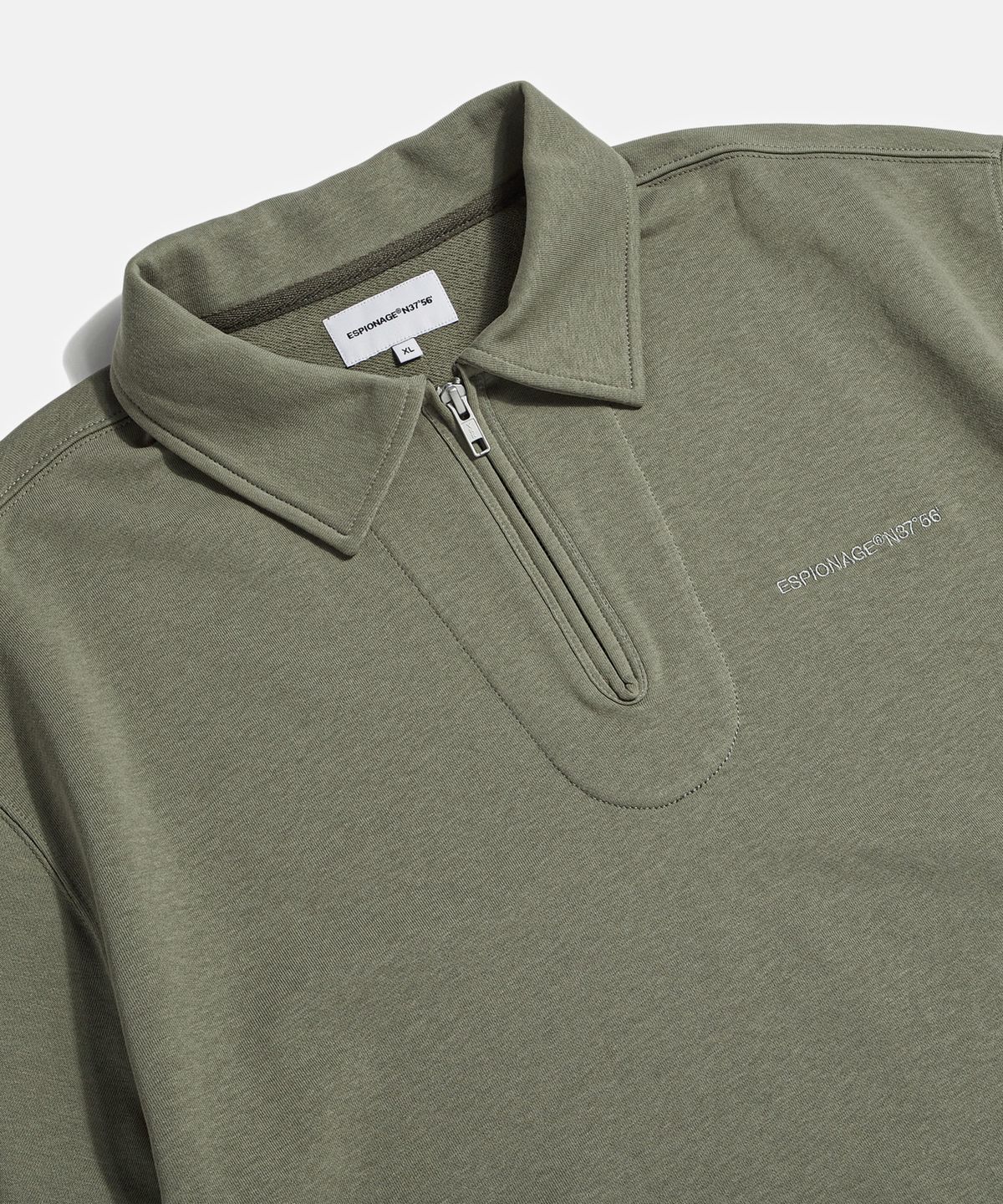 에스피오나지(ESPIONAGE) Quarter Zip Collar S/S Sweatshirt Olive
