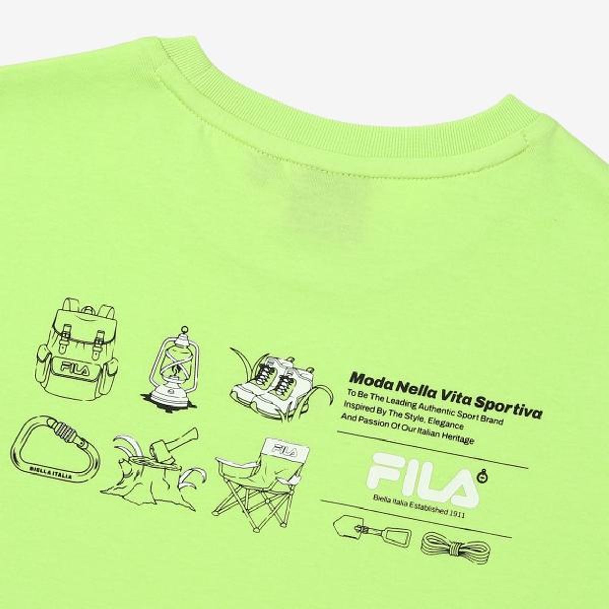 휠라 키즈(FILA KIDS) Camping 소매 라벨 포인트 티셔츠(FK2RSG2S03XAGR)