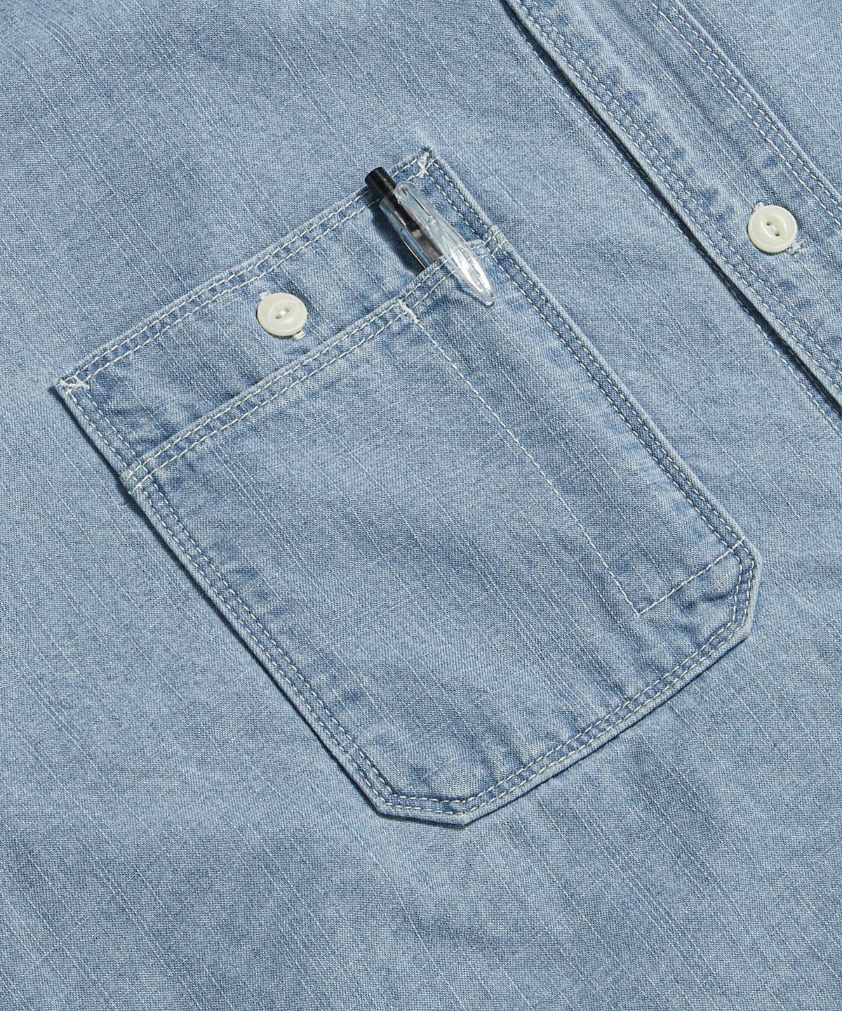 에스피오나지(ESPIONAGE) Chambray S/S Work Shirt Washed Blue