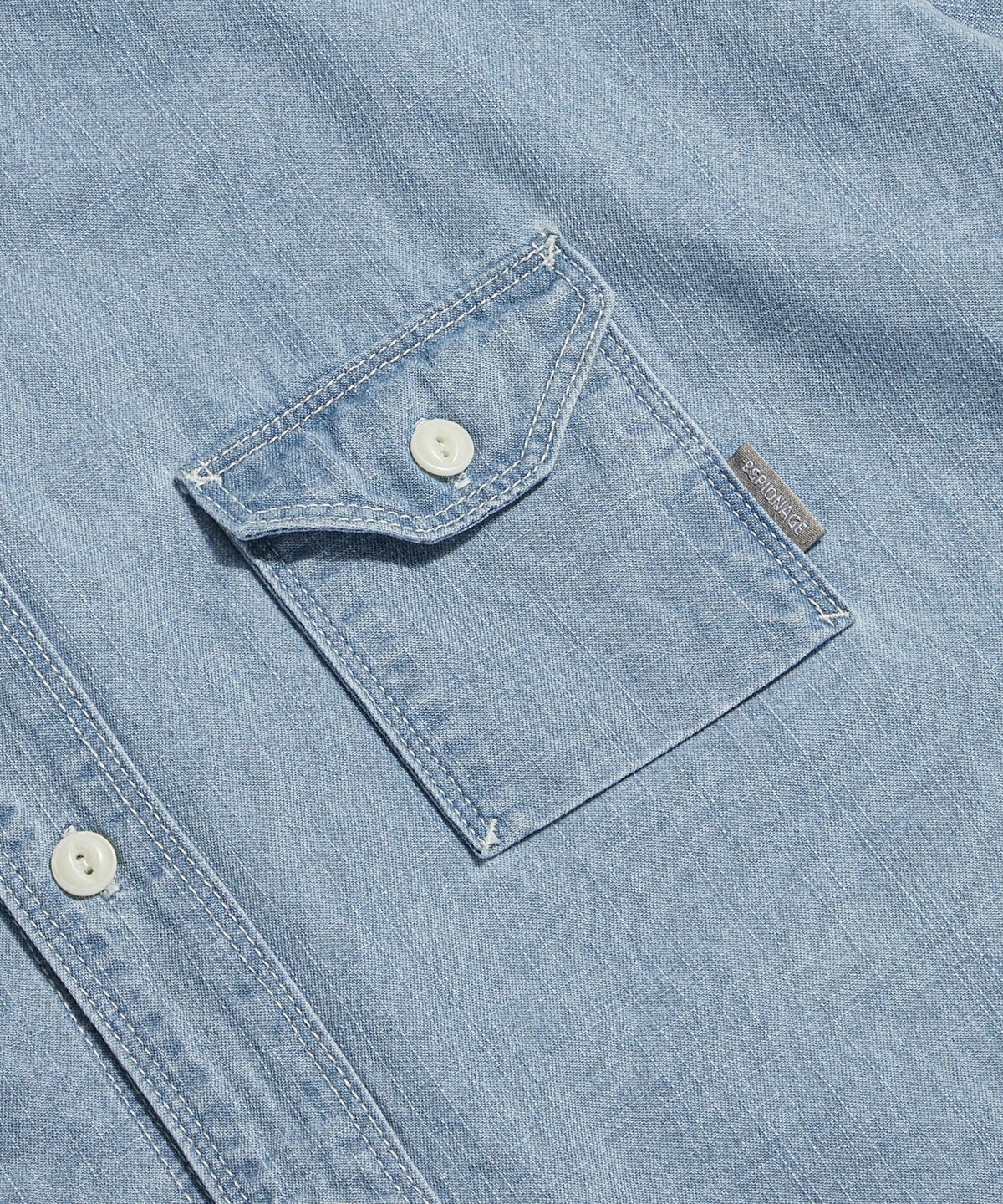 에스피오나지(ESPIONAGE) Chambray S/S Work Shirt Washed Blue