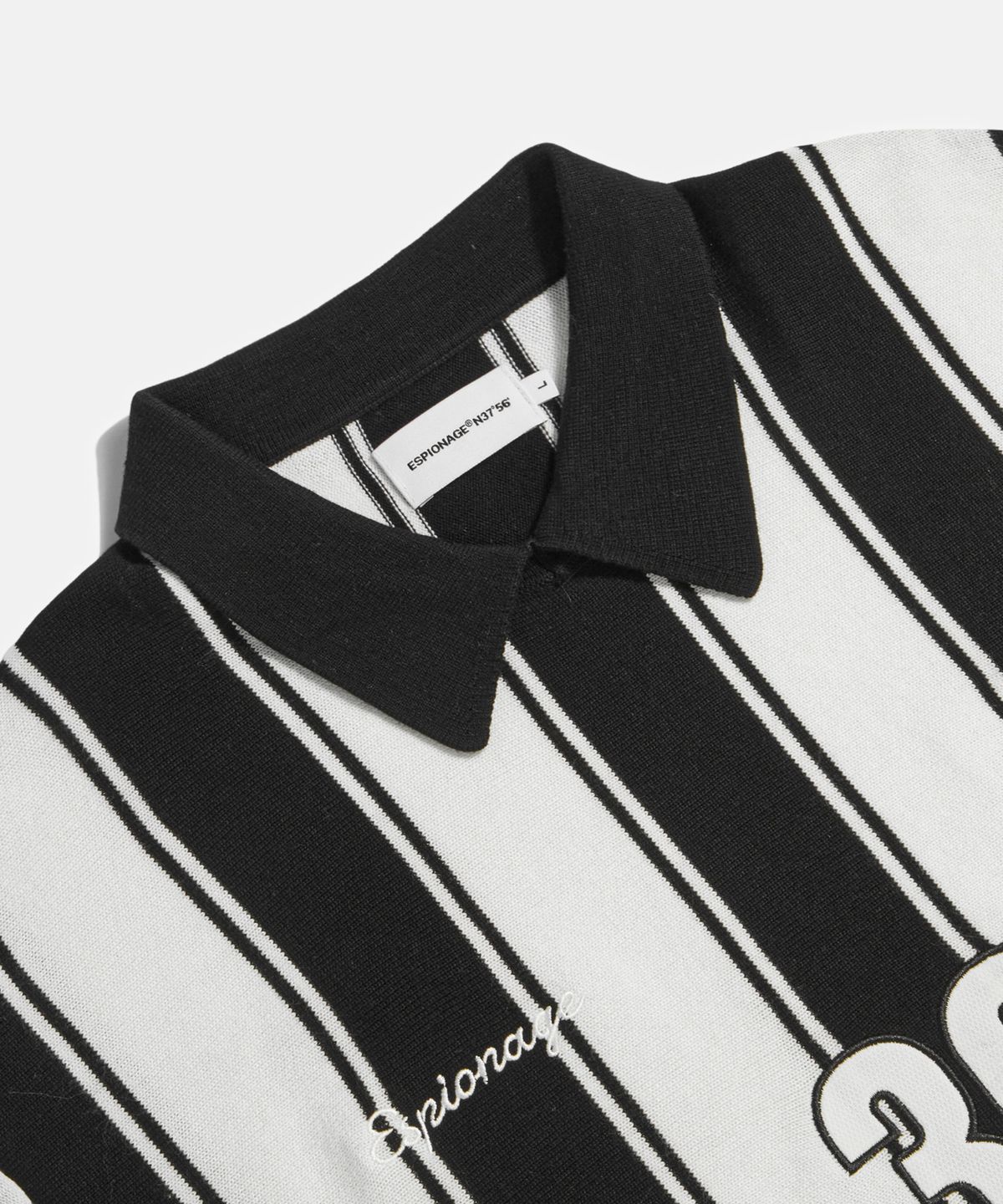 에스피오나지(ESPIONAGE) Knitted Football Shirt Black Stripe