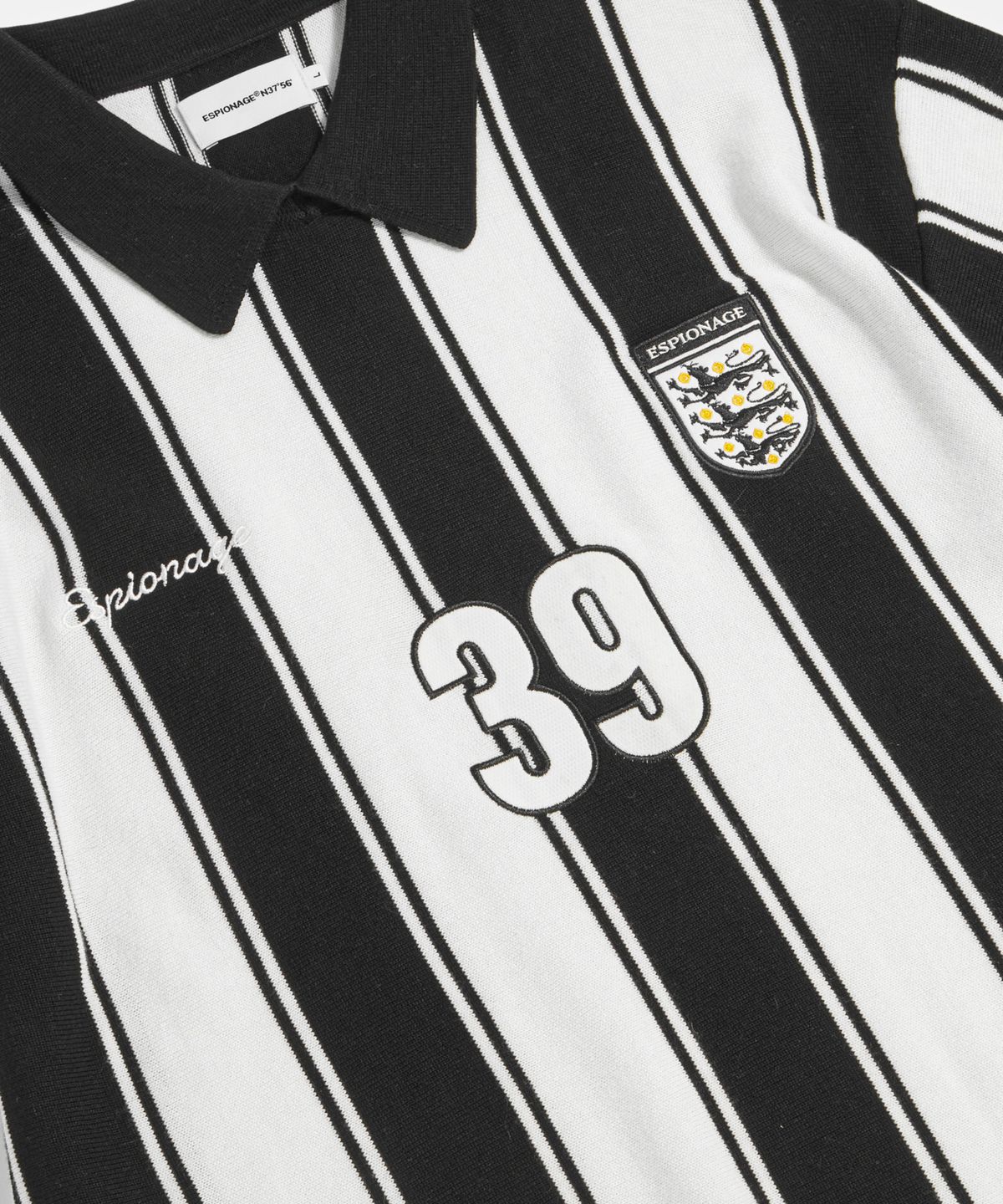 에스피오나지(ESPIONAGE) Knitted Football Shirt Black Stripe