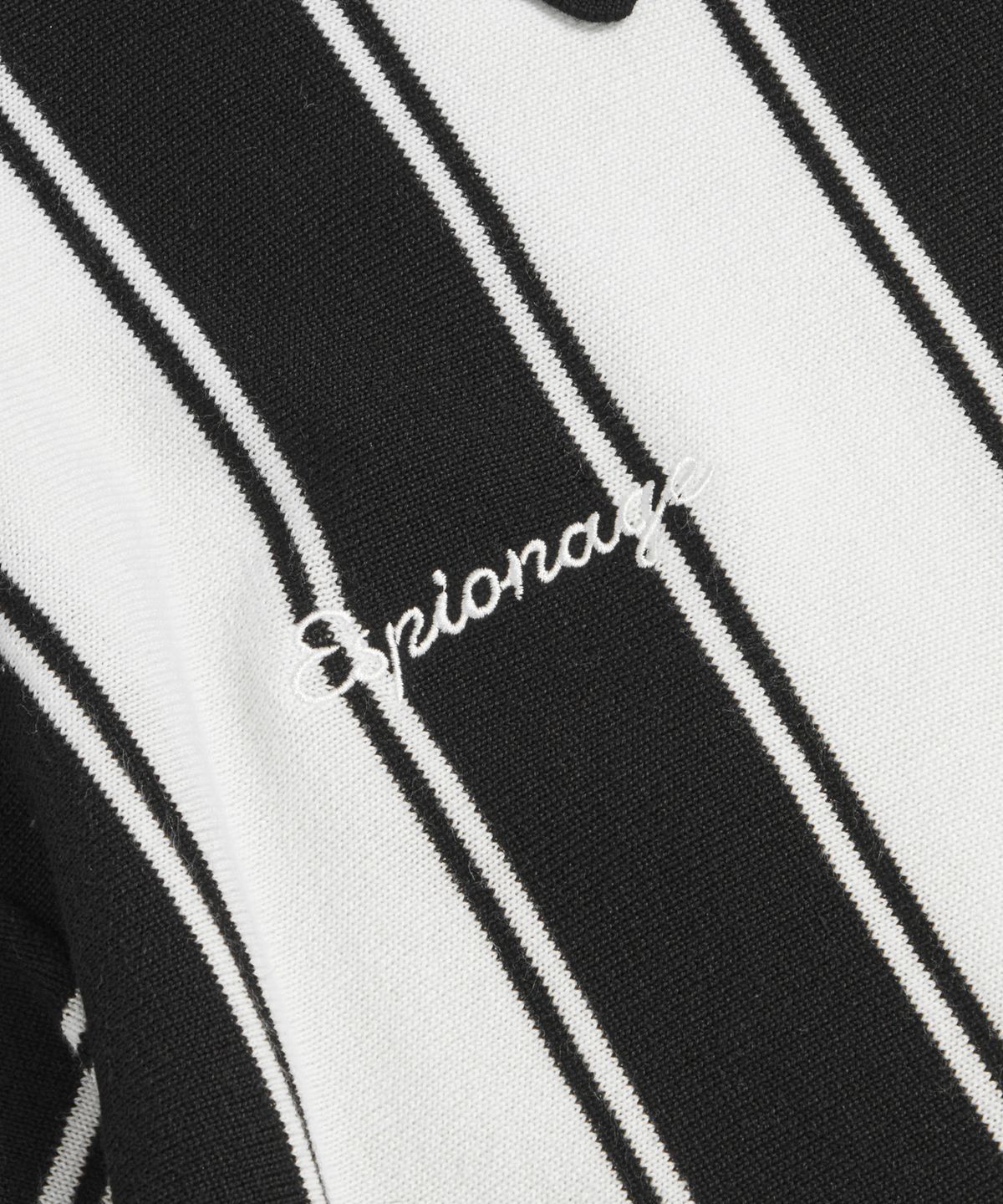에스피오나지(ESPIONAGE) Knitted Football Shirt Black Stripe