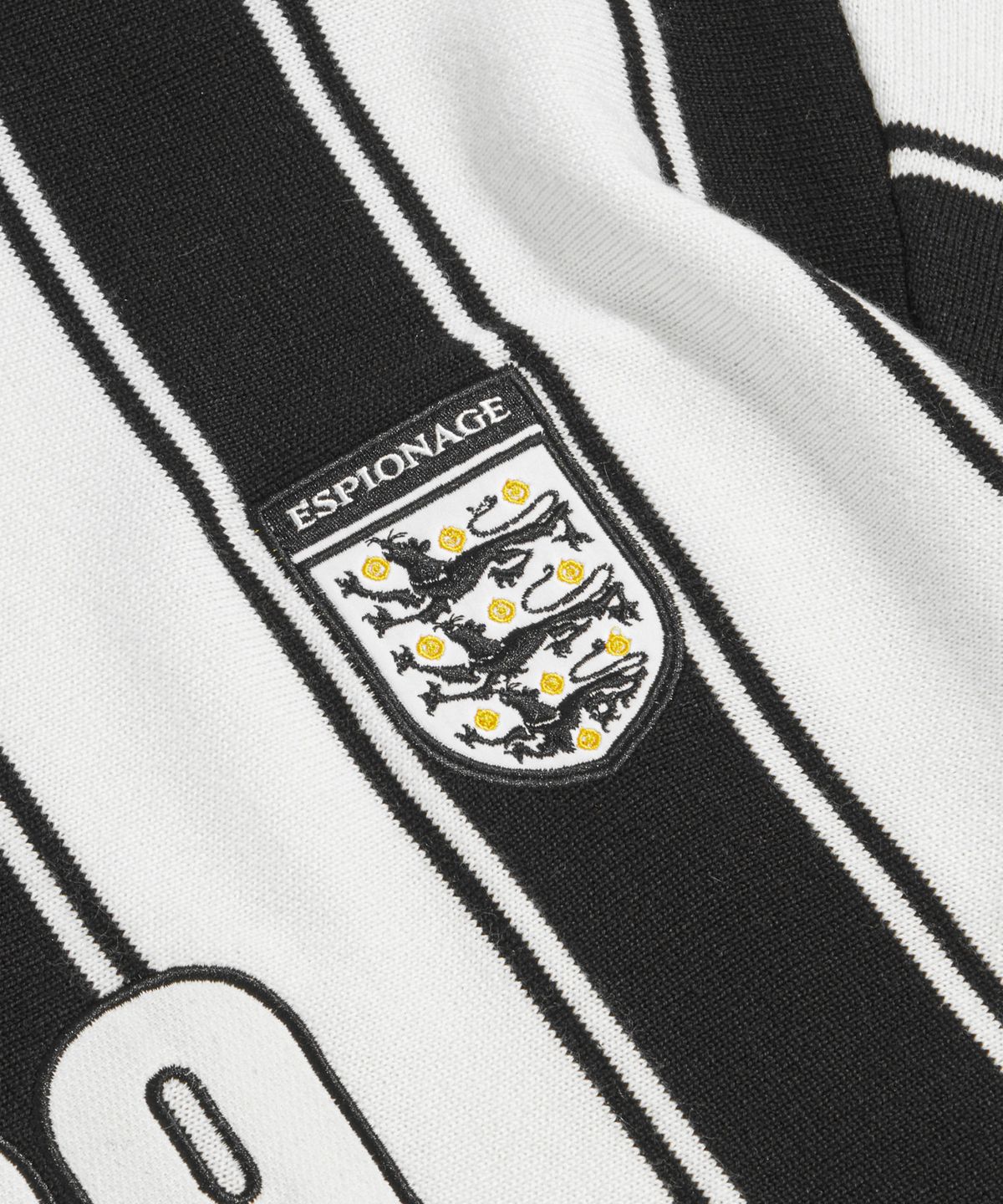 에스피오나지(ESPIONAGE) Knitted Football Shirt Black Stripe