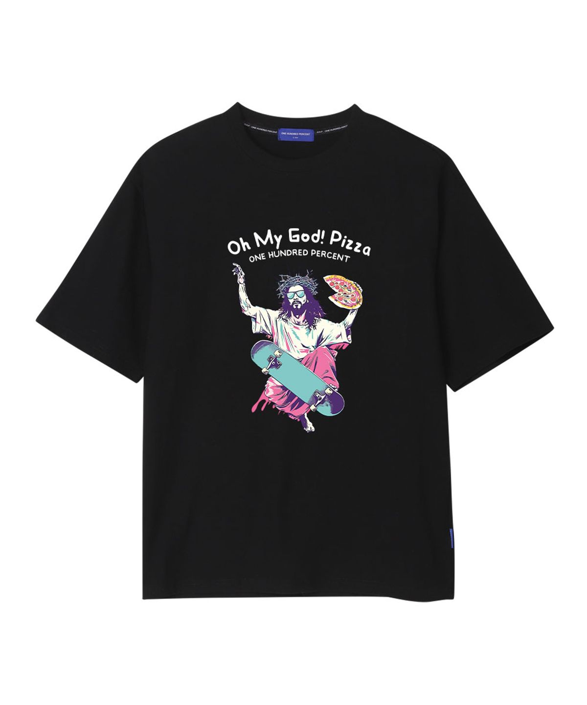 원헌드레드퍼센트(OHP) OHPxQUIRK 신피자 세미오버 반팔티