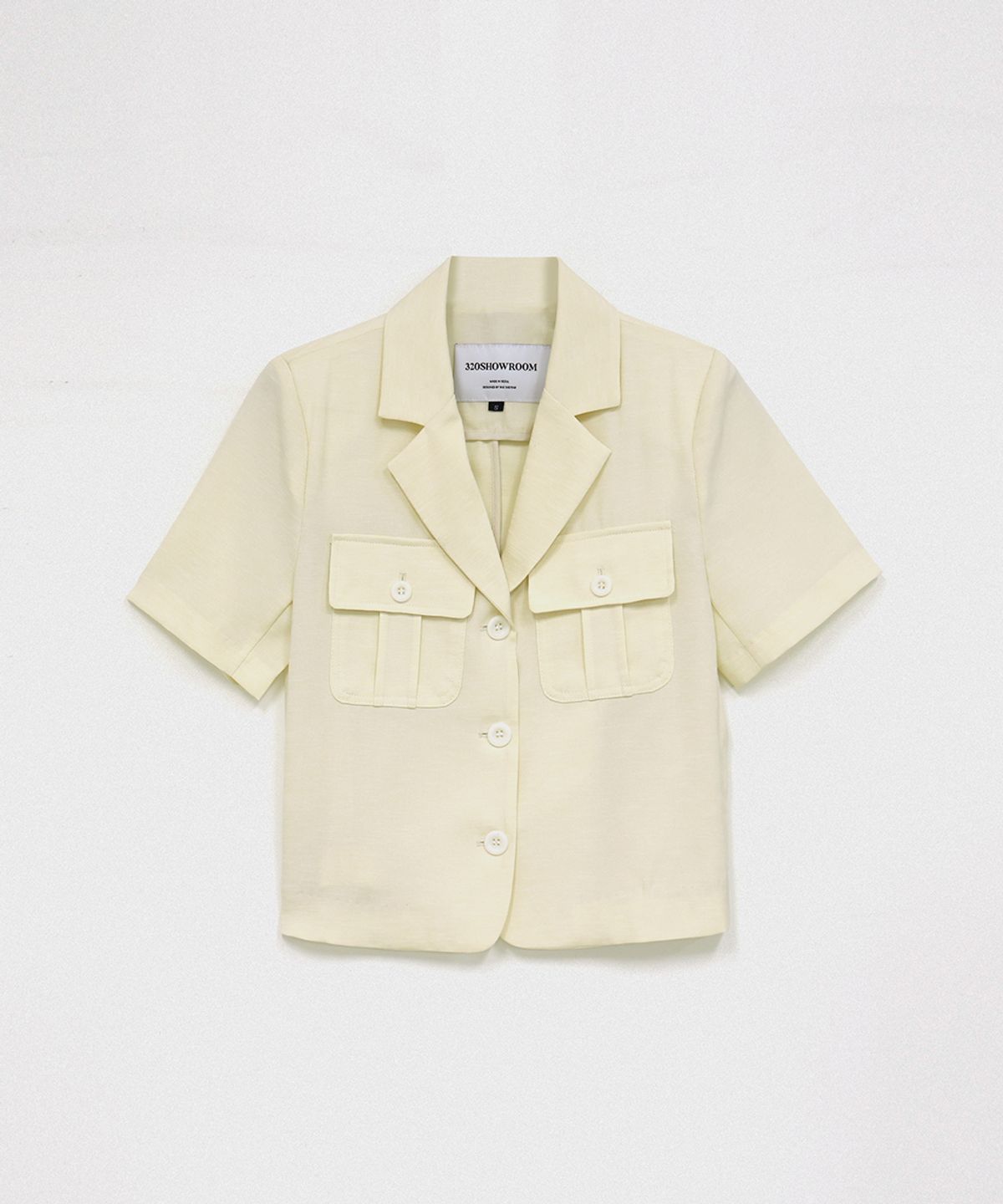 320쇼룸(320SHOWROOM) Utility Collar Short Sleeve Pocket Jacket Cream