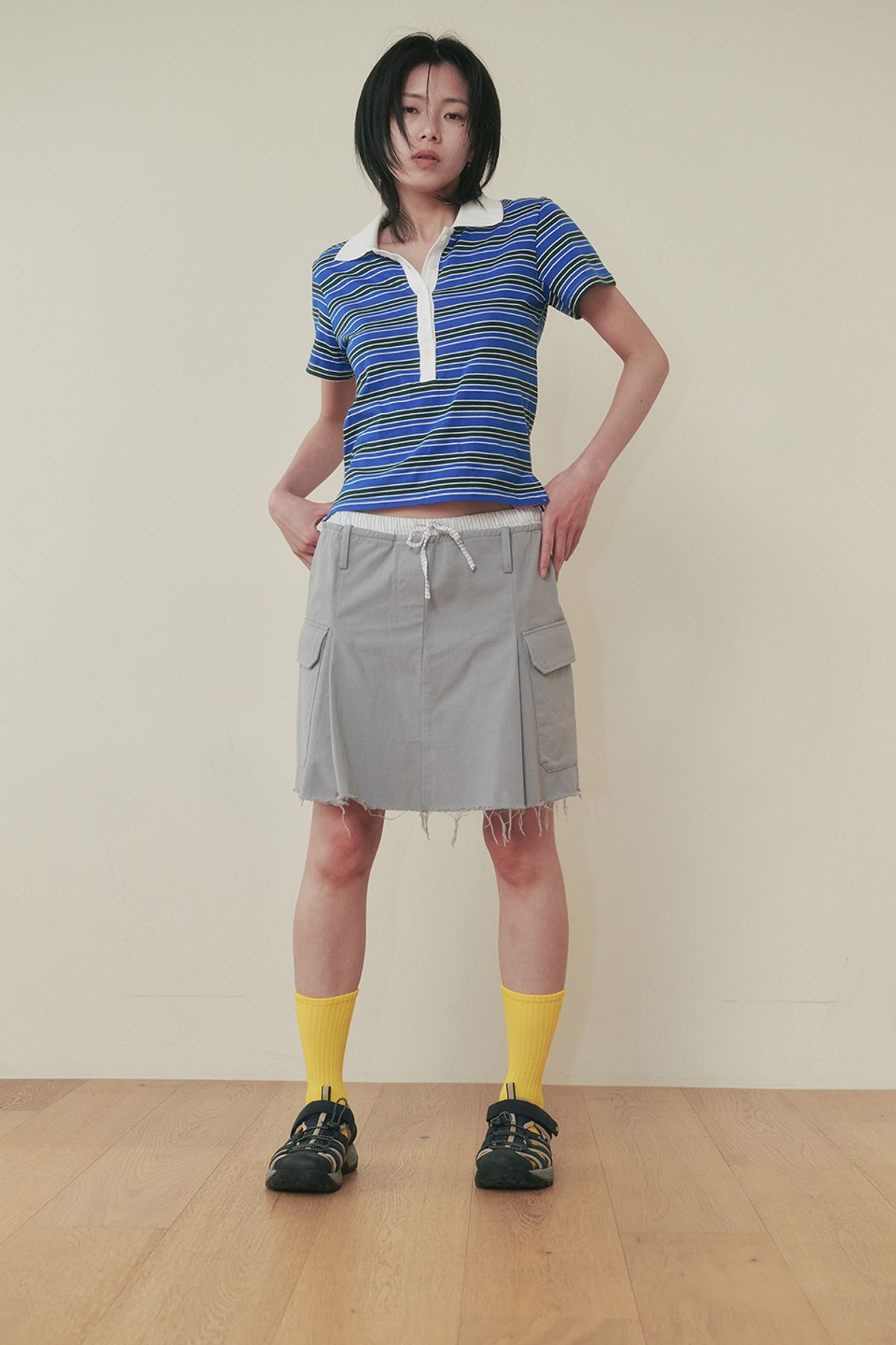 플리즈프로젝트(PLZPROJECT) LAYERED CARGO SKIRT, SKY BLUE