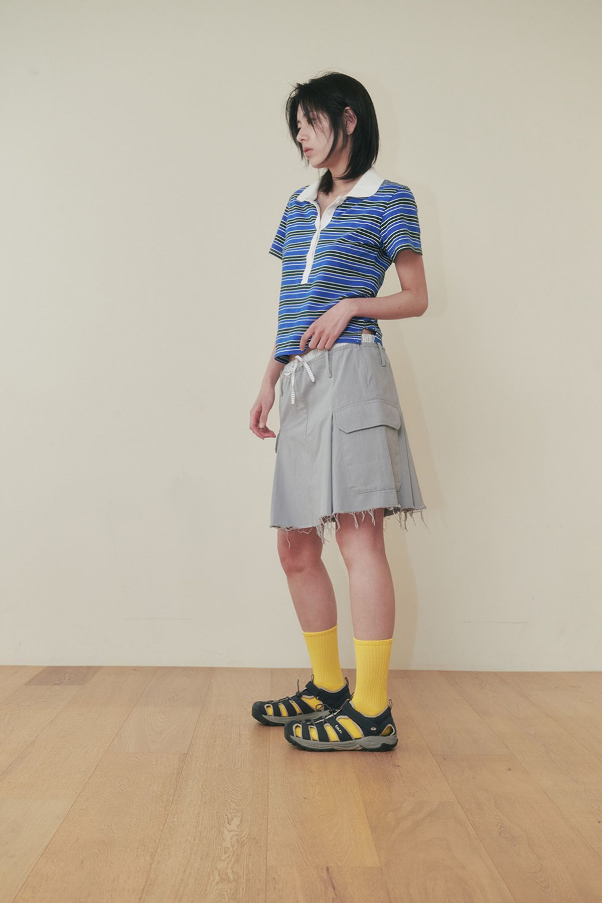 플리즈프로젝트(PLZPROJECT) LAYERED CARGO SKIRT, SKY BLUE