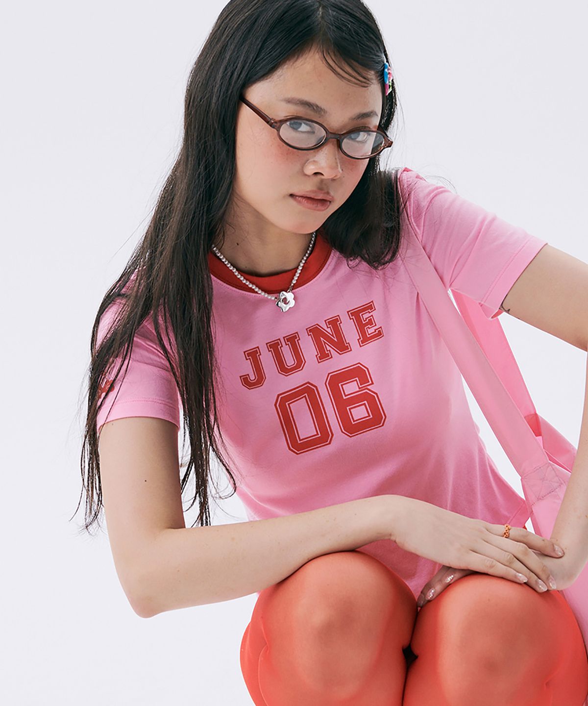 준준스페이스(JUNEJUNE SPACE) NO.6 Color Block T-shirt_Pink (넘버 식스 컬러 블록 티셔츠_핑크)