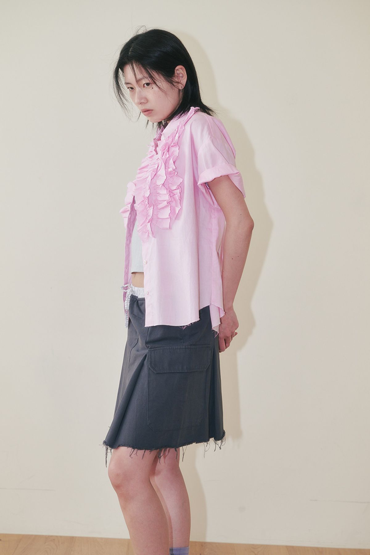 플리즈프로젝트(PLZPROJECT) OXFORD FRILL SHIRT, PINK