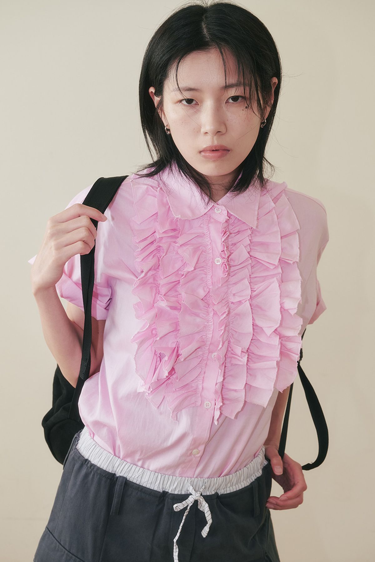 플리즈프로젝트(PLZPROJECT) OXFORD FRILL SHIRT, PINK