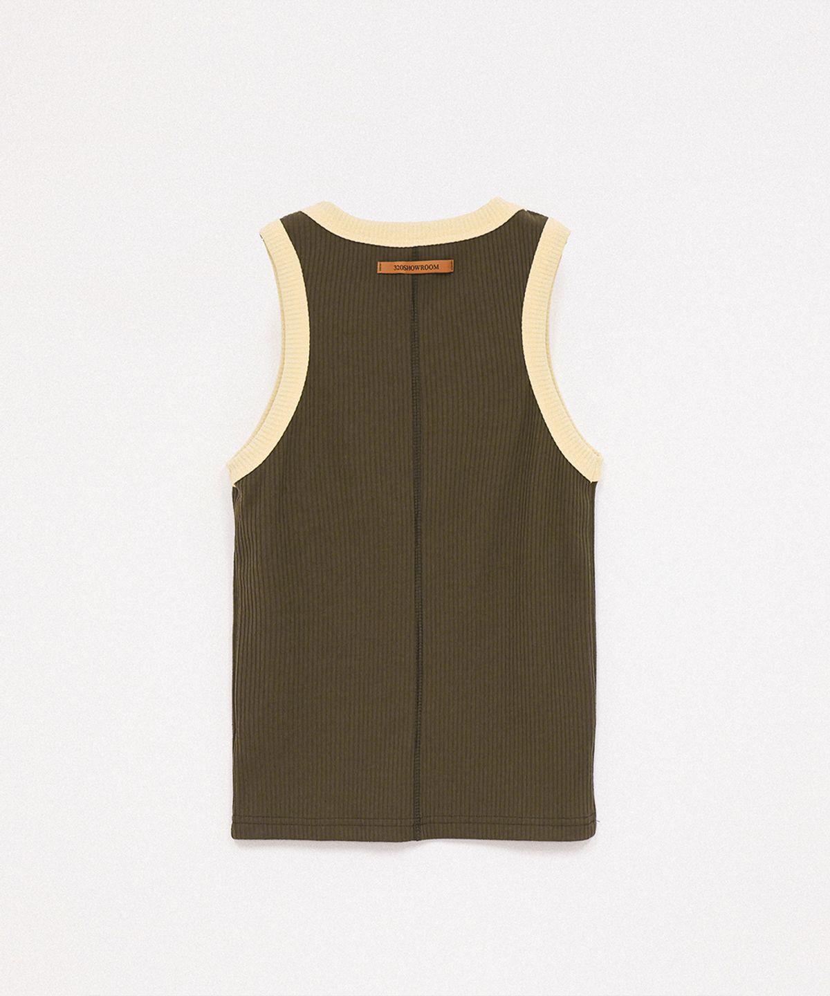 320쇼룸(320SHOWROOM) Ribbed Color-Blocked Sleeveless T Khaki