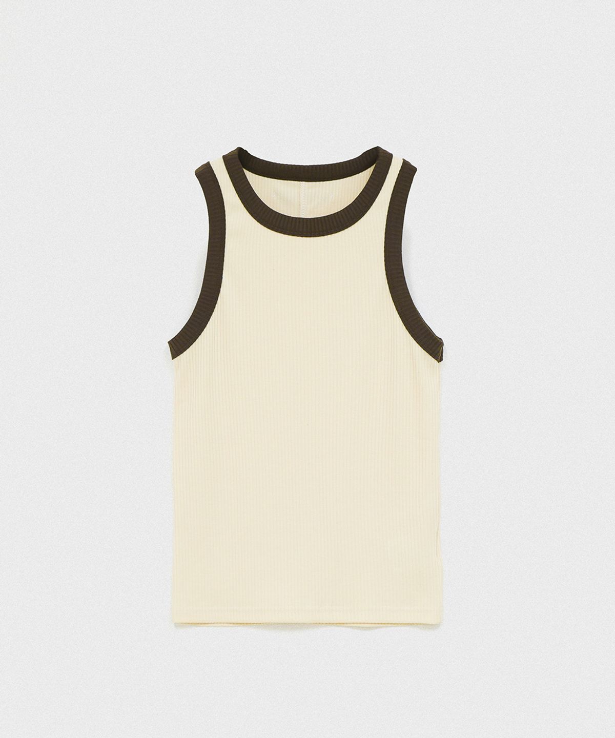 320쇼룸(320SHOWROOM) Ribbed Color-Blocked Sleeveless T Cream beige