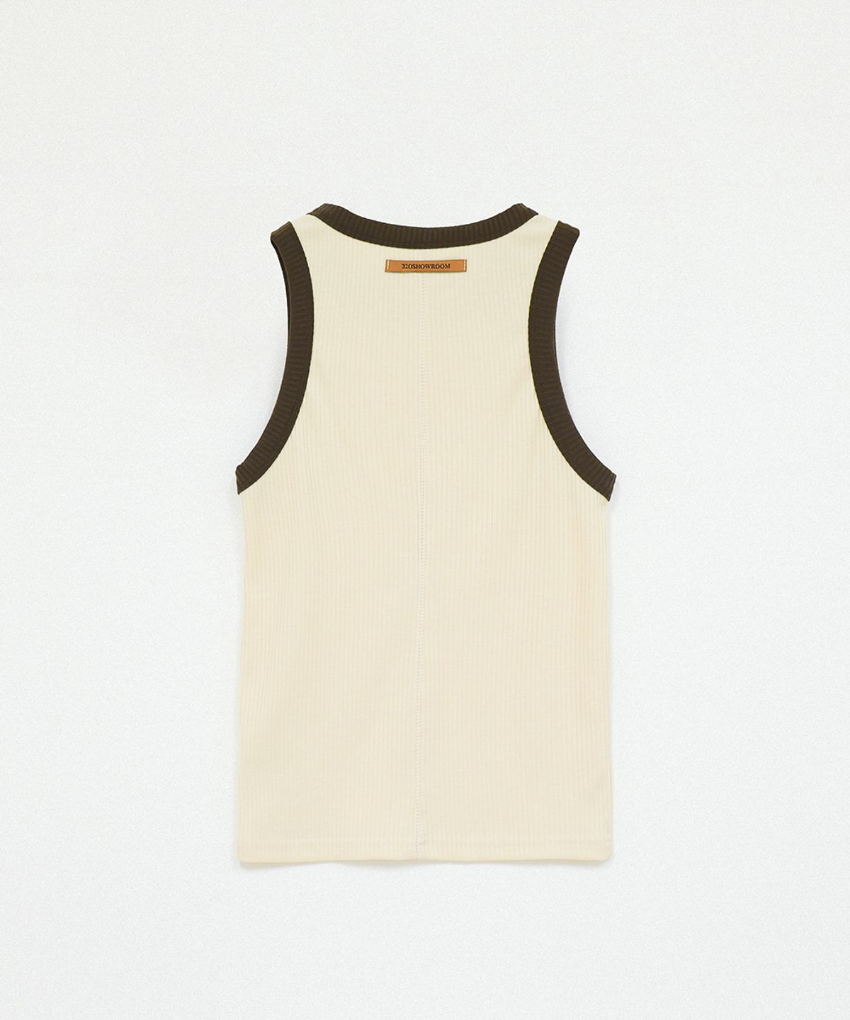320쇼룸(320SHOWROOM) Ribbed Color-Blocked Sleeveless T Cream beige
