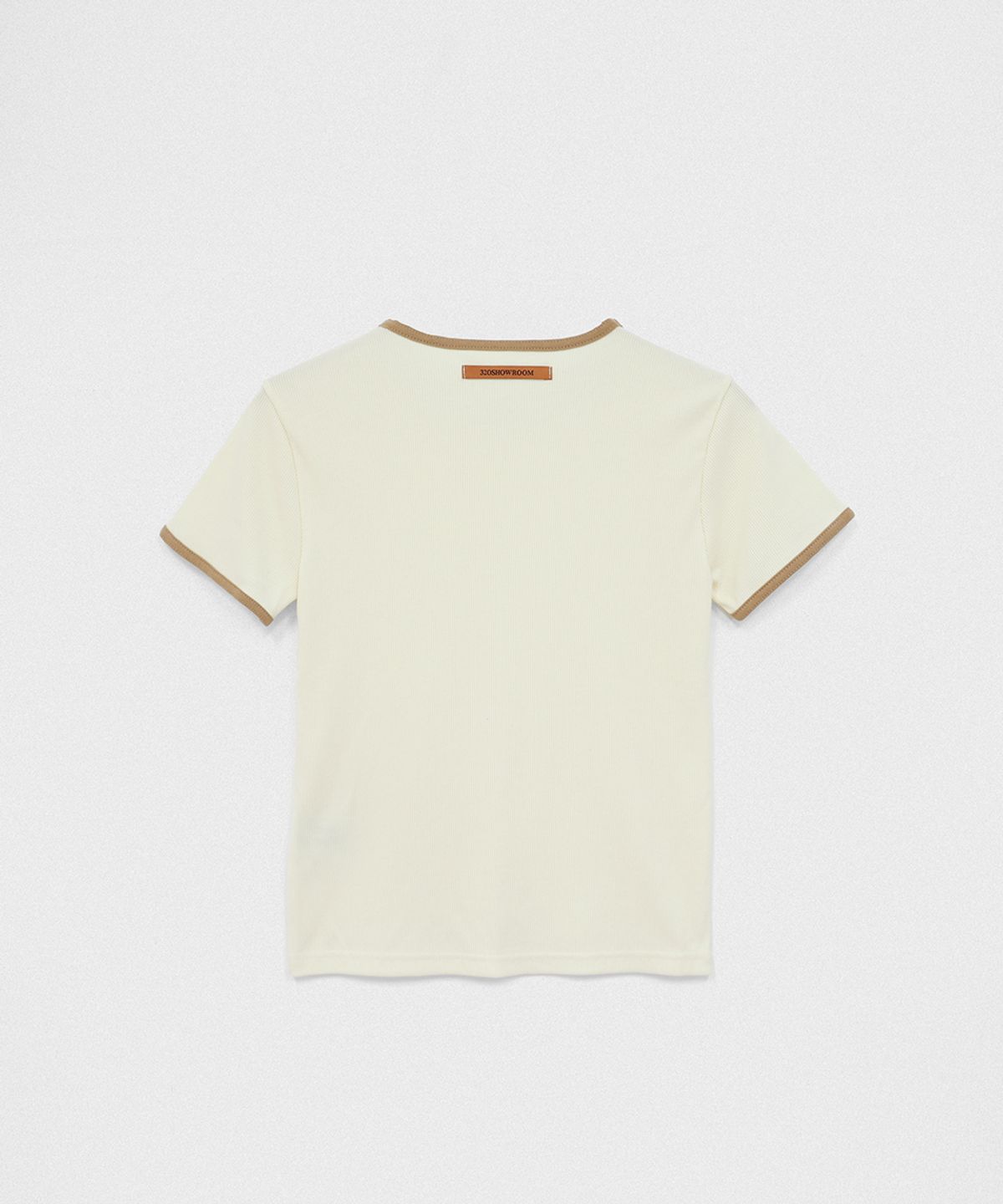 320쇼룸(320SHOWROOM) Ribbed Color-Blocked Short Sleeve T Cream