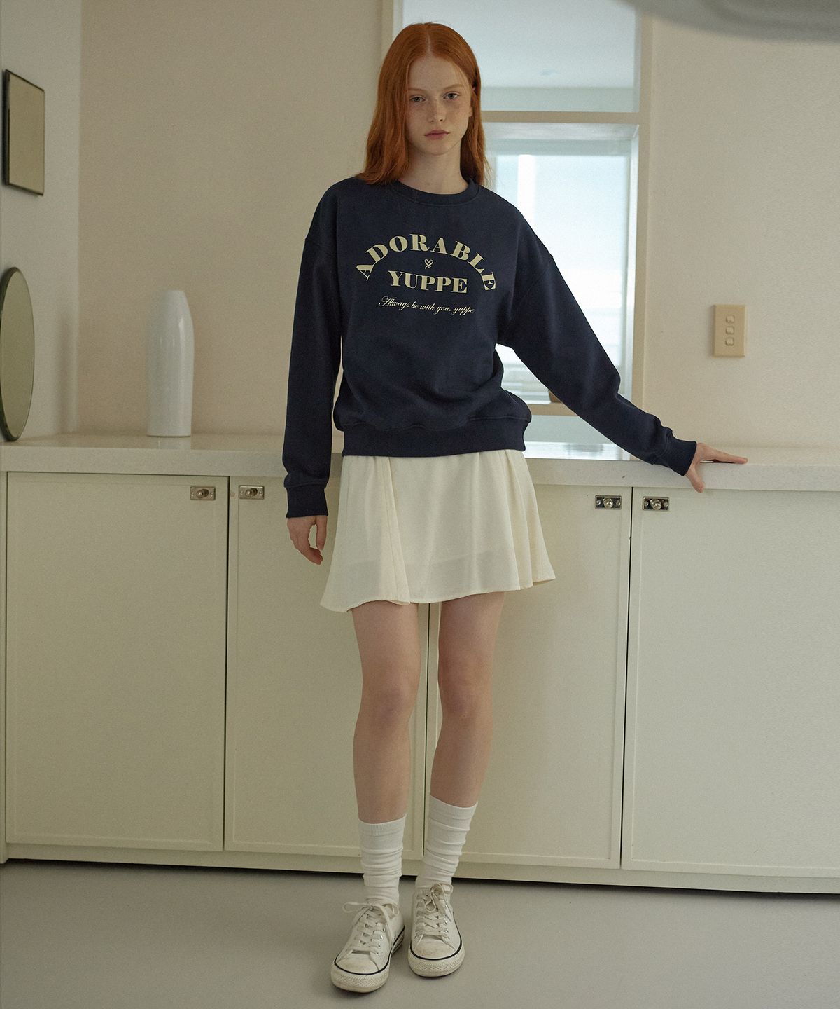 엽페(YUPPE) SATIN FLARE SKIRT_CREAM
