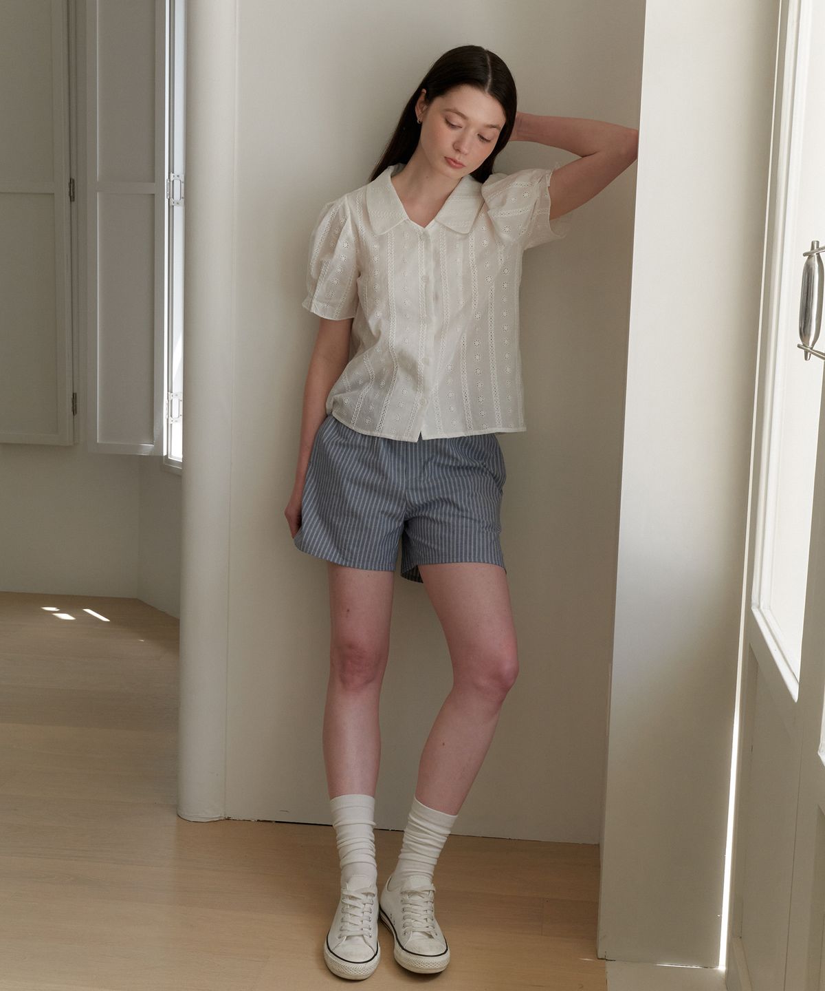 엽페(YUPPE) STRIPE BANDING PANTS_BLUE