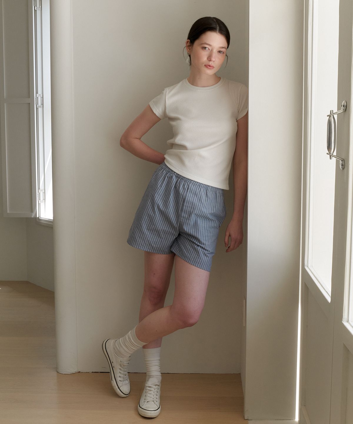 엽페(YUPPE) STRIPE BANDING PANTS_BLUE