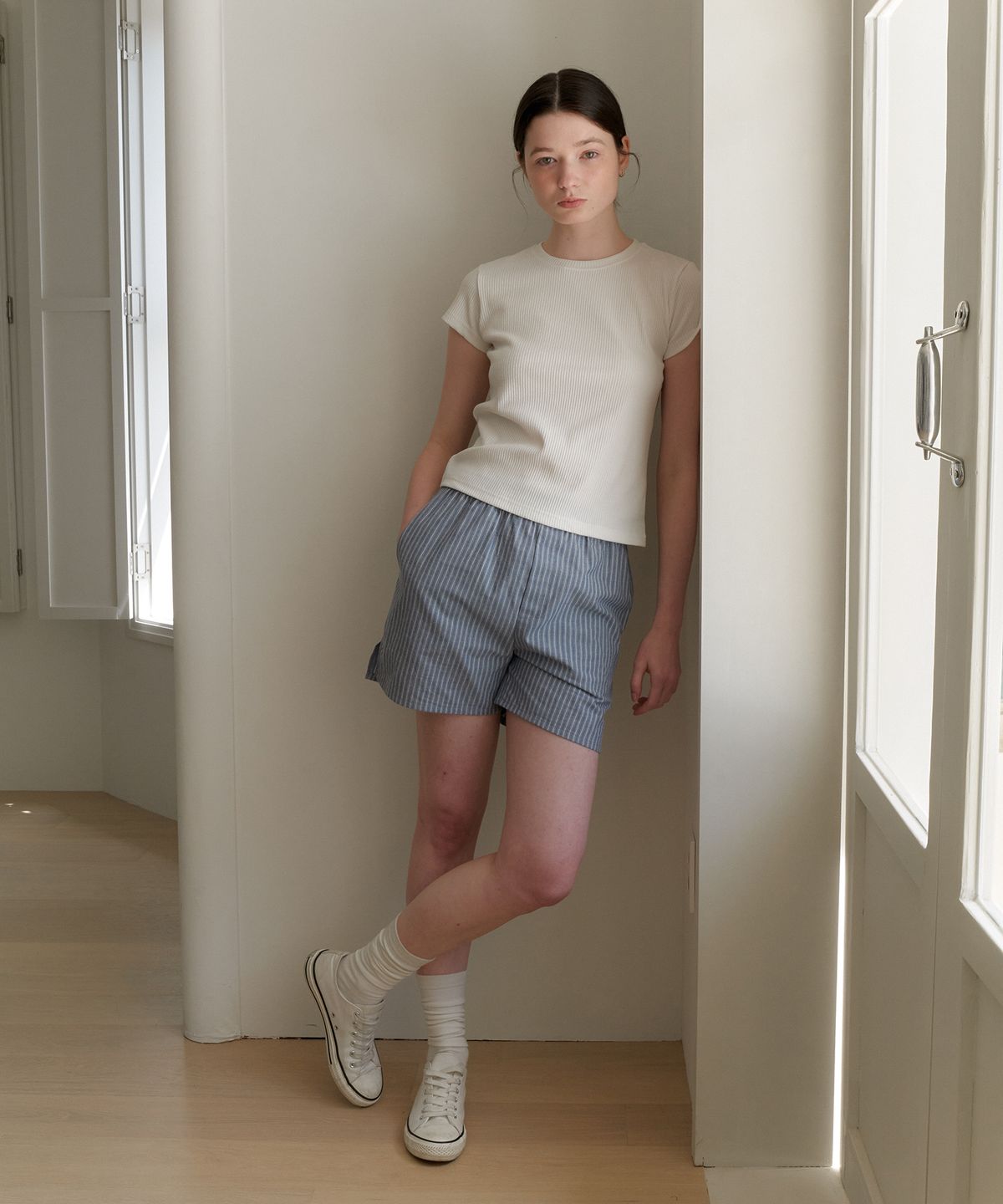 엽페(YUPPE) STRIPE BANDING PANTS_BLUE