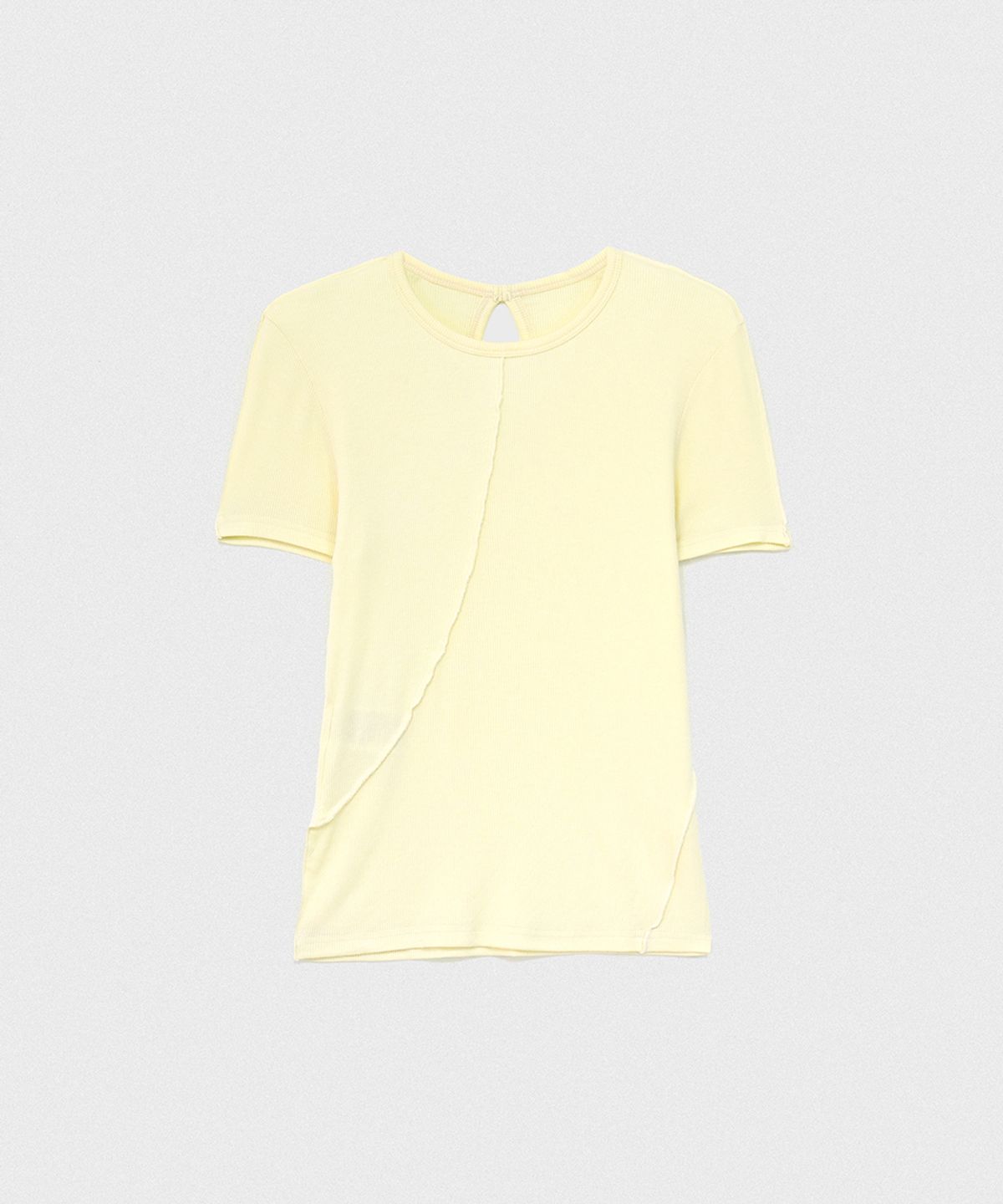 320쇼룸(320SHOWROOM) Back cut-out Diagonal stitch Short Sleeve T Yellow