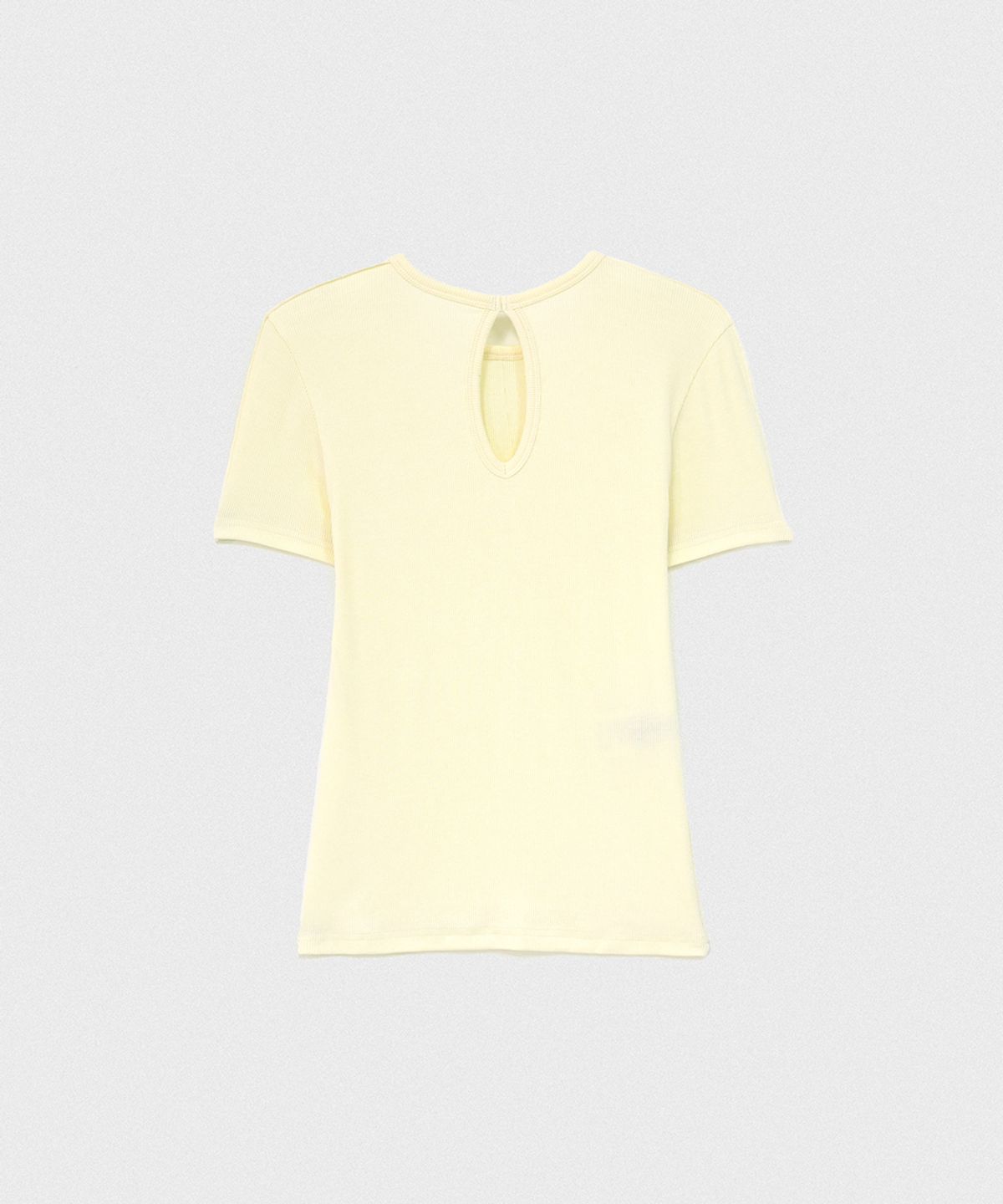 320쇼룸(320SHOWROOM) Back cut-out Diagonal stitch Short Sleeve T Yellow