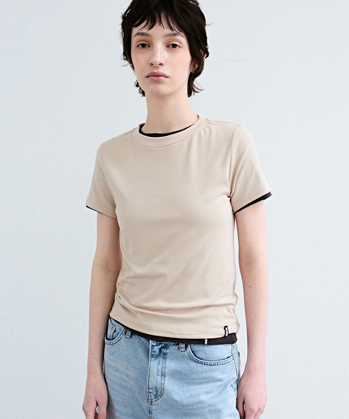 닉앤니콜(NICK&NICOLE) MINIMAL MODERN HALF TOP_BEIGE