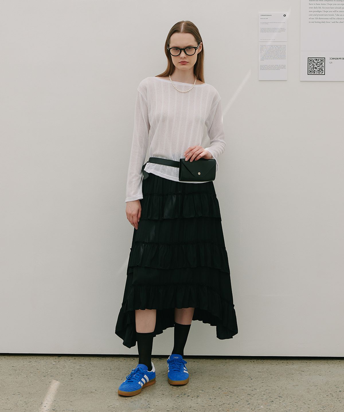 320쇼룸(320SHOWROOM) Urban See-through Boat Neck T-shirt White