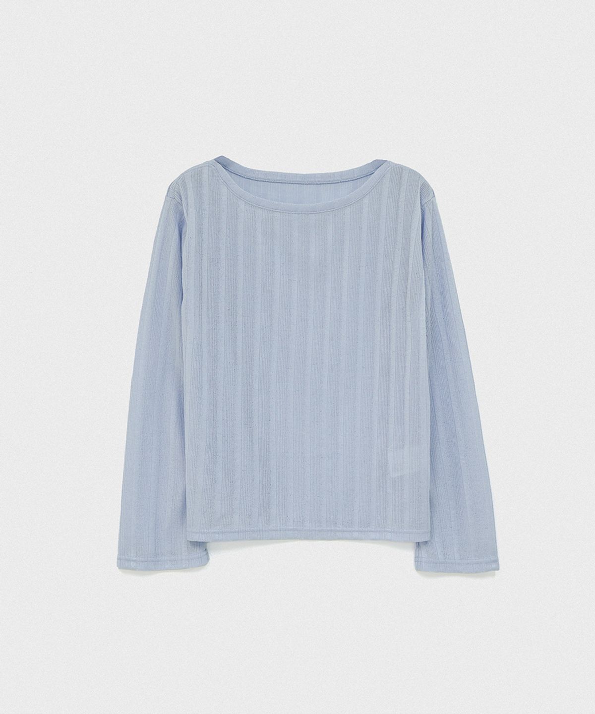 320쇼룸(320SHOWROOM) Urban See-through Boat Neck T-shirt Sky blue