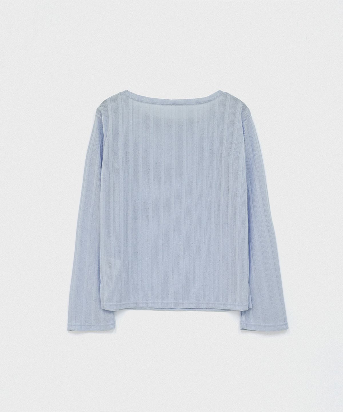 320쇼룸(320SHOWROOM) Urban See-through Boat Neck T-shirt Sky blue