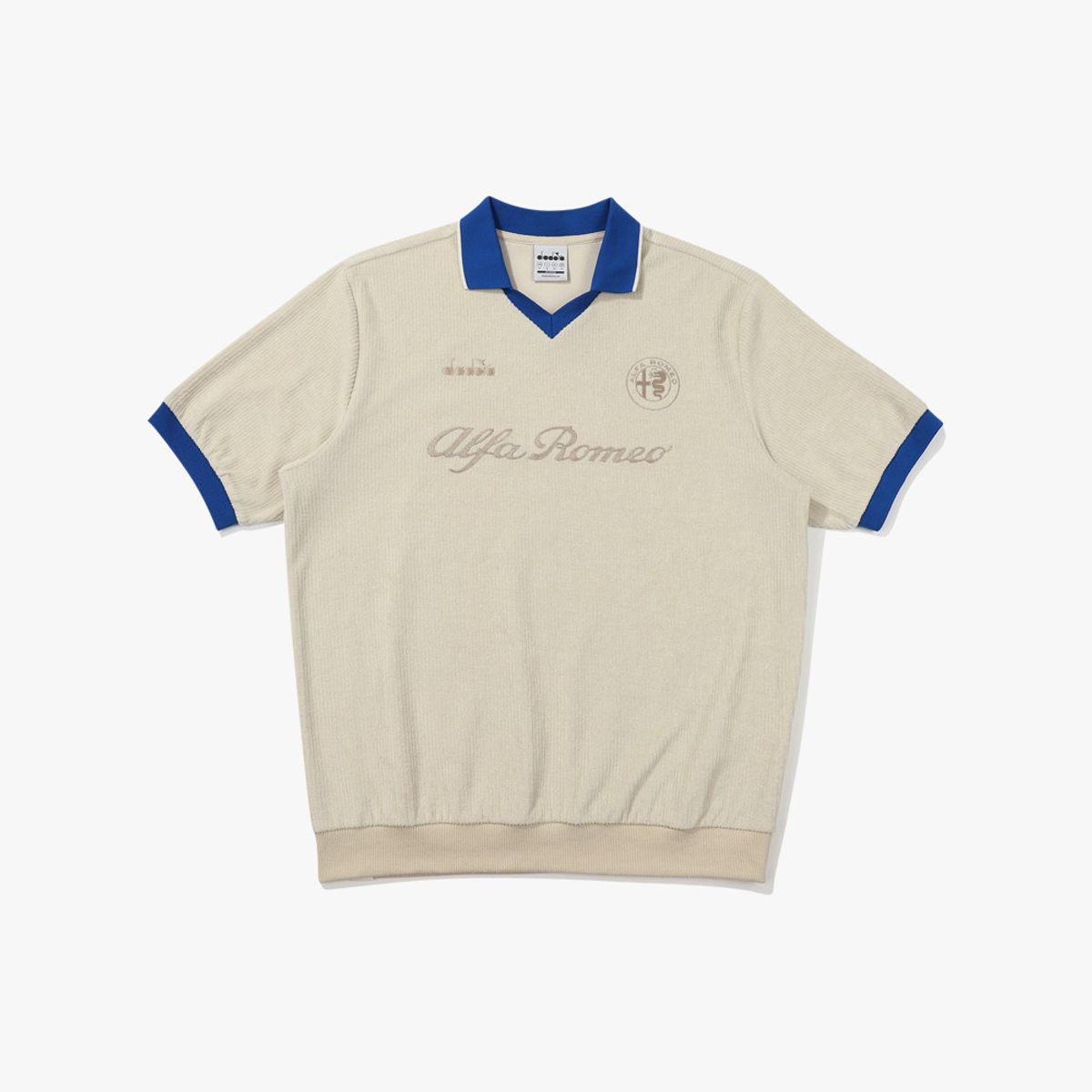 디아도라(diadora) 알파로메오 테리 카라 반팔 티셔츠 IVORY