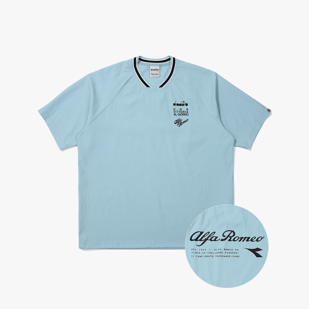 디아도라(diadora) 알파로메오 시어서커 반팔 티셔츠 SKY BLUE