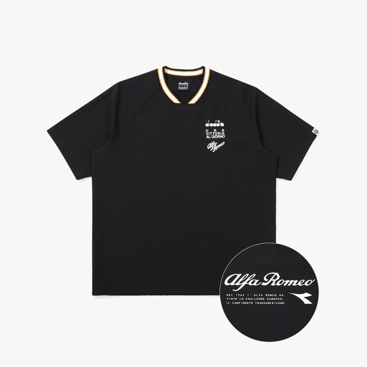디아도라(diadora) 알파로메오 시어서커 반팔 티셔츠 BLACK