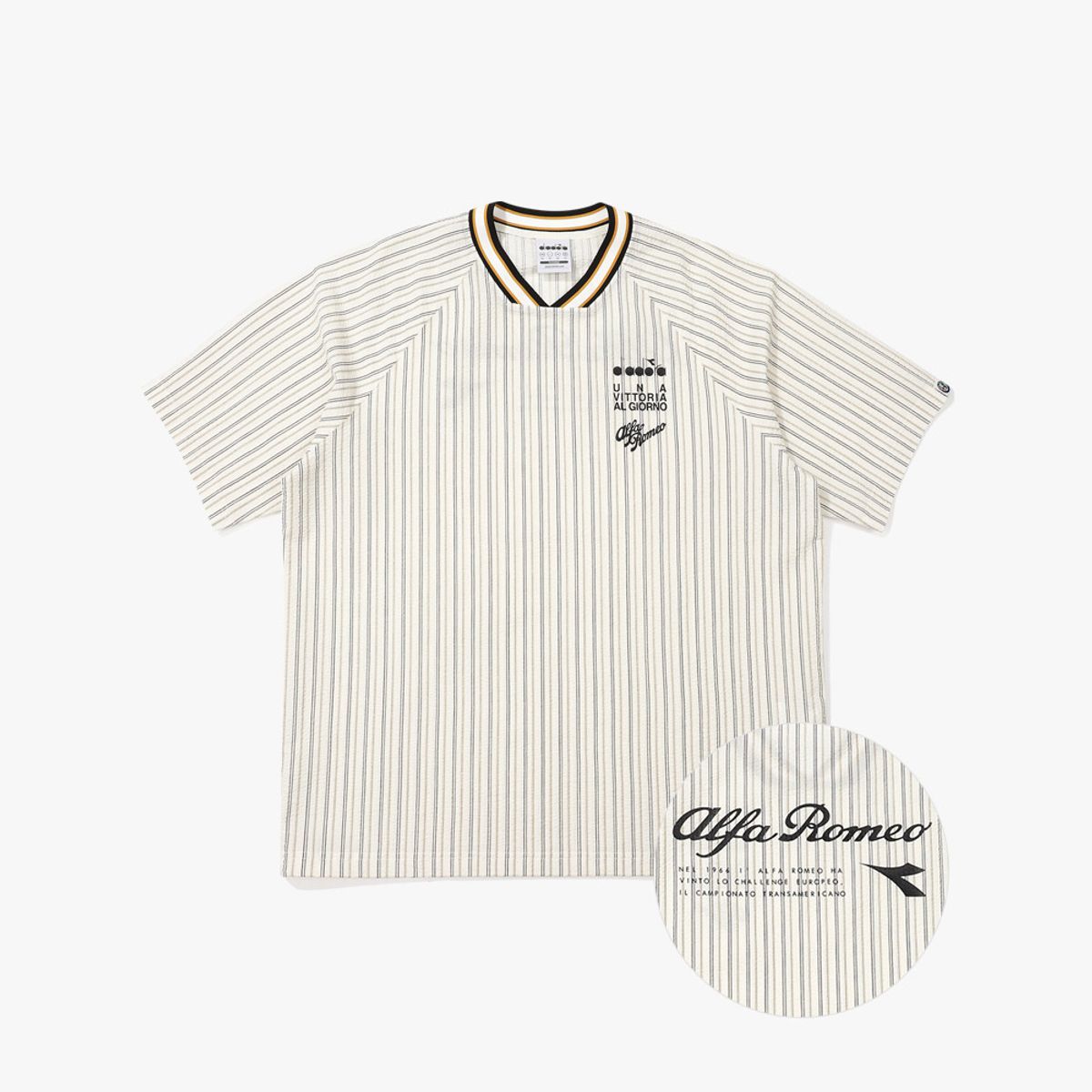 디아도라(diadora) 알파로메오 시어서커 반팔 티셔츠 IVORY
