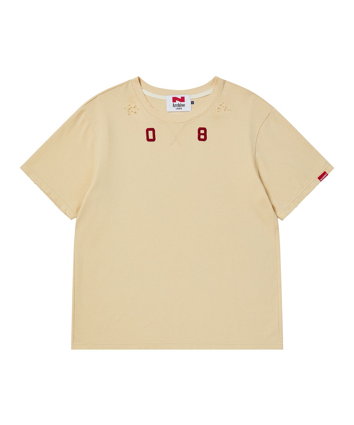 비욘드클로젯(BEYOND CLOSET) [COLLECTION LINE] 80S 밀리터리 아카이브 데미지 가먼츠 반팔 티셔츠 베이지