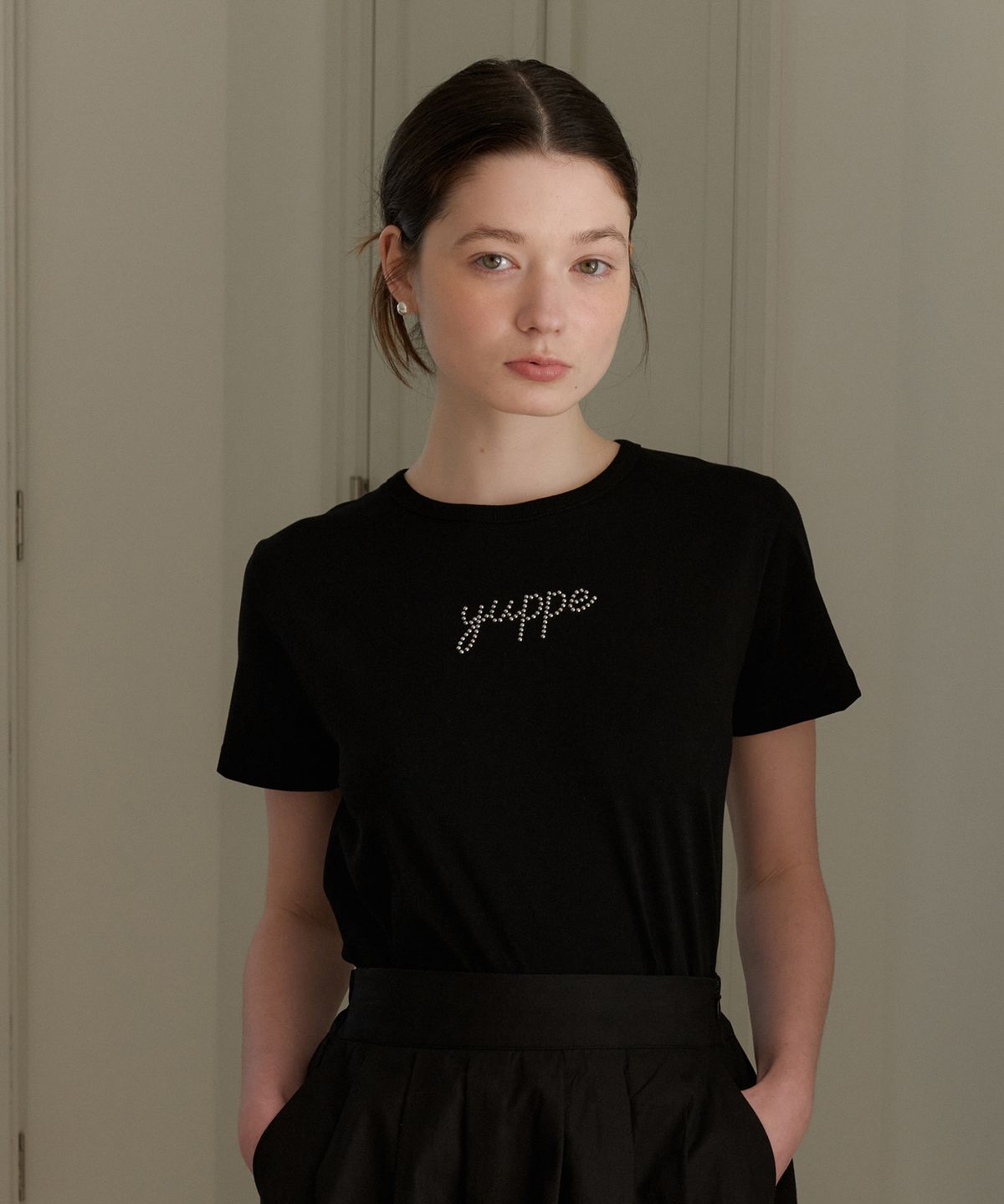 엽페(YUPPE) DOTTED YUPPE T-SHIRT_BLACK