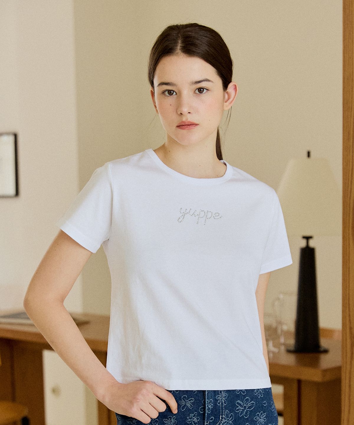 엽페(YUPPE) DOTTED YUPPE T-SHIRT_WHITE