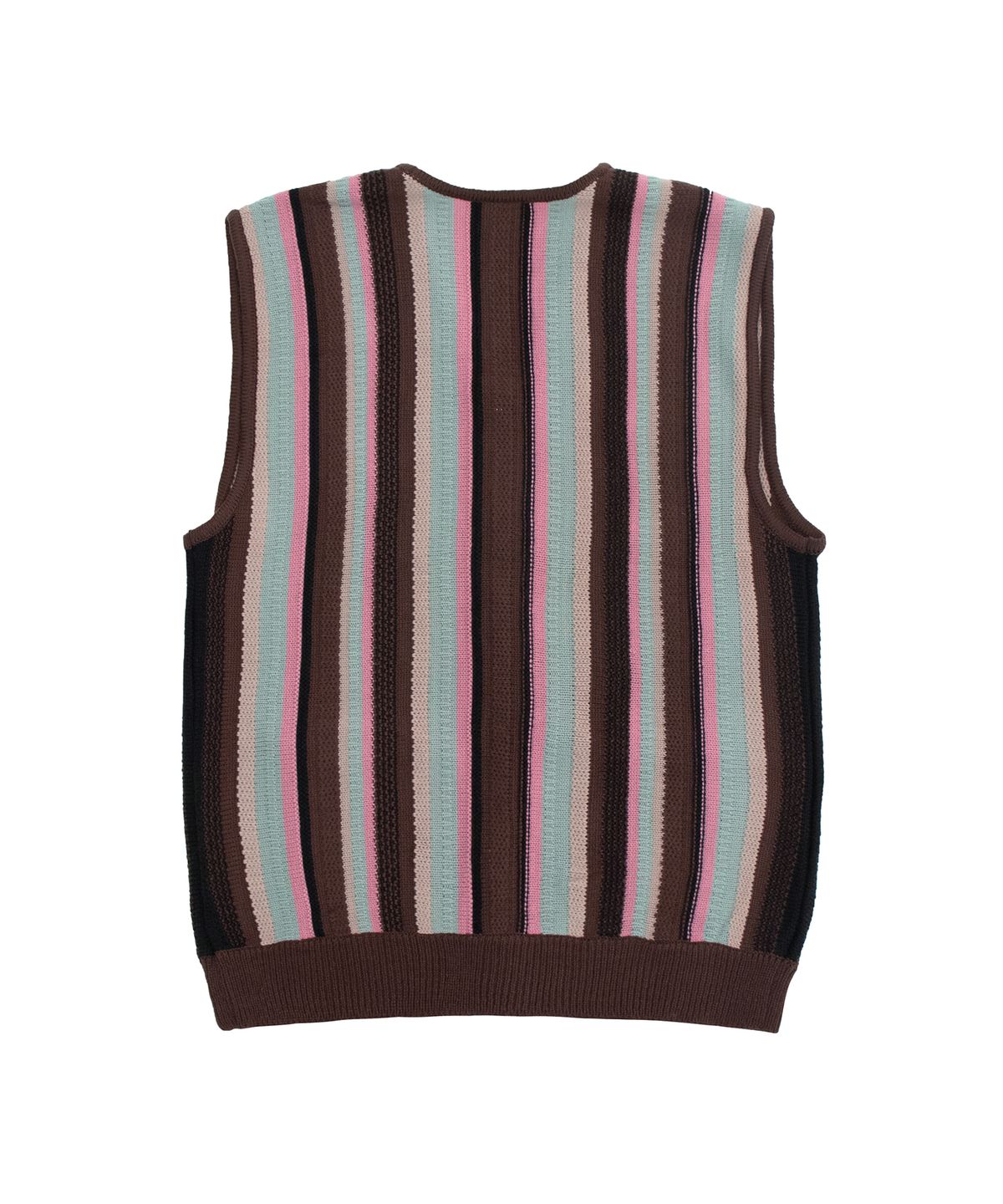 캑터스도넛마켓(CACTUSDONUTMARKET) Vertical Stripe Knit Vest - Brown