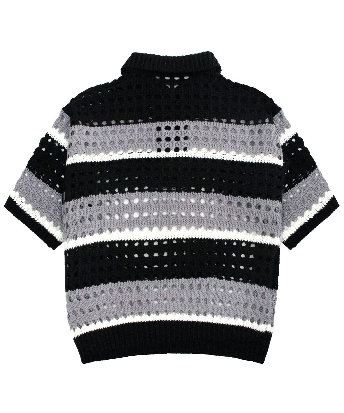 캑터스도넛마켓(CACTUSDONUTMARKET) Net Stripe Collar knit - Black