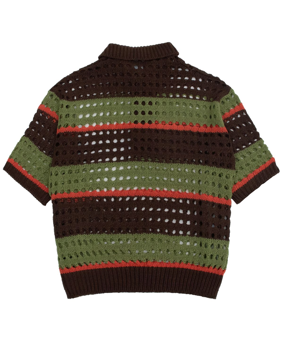 캑터스도넛마켓(CACTUSDONUTMARKET) Net Stripe Collar knit - Brown