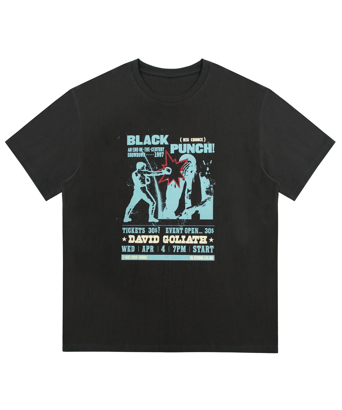 캑터스도넛마켓(CACTUSDONUTMARKET) Black Punch T-Shirt - Charcoal