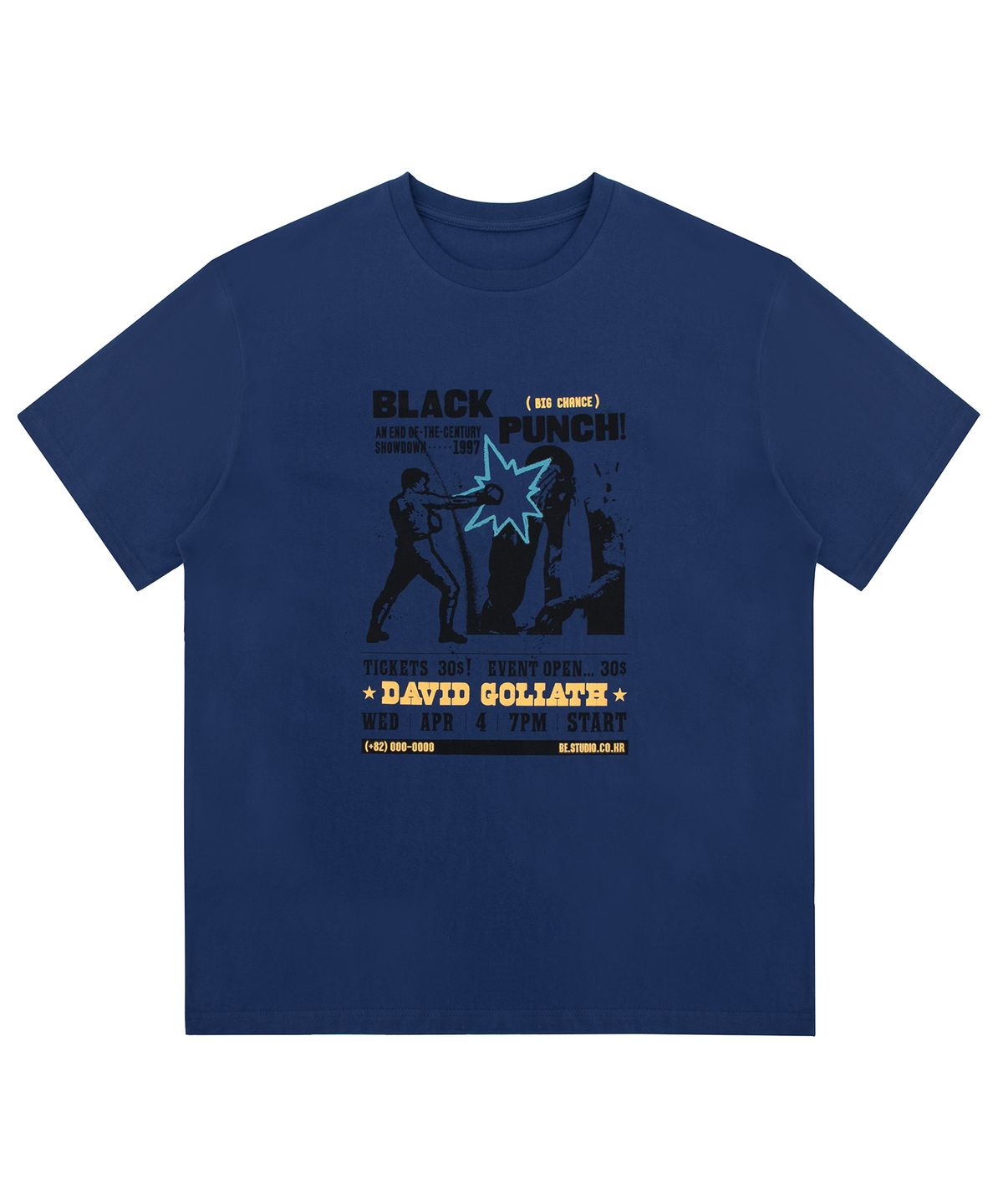 캑터스도넛마켓(CACTUSDONUTMARKET) Black Punch T-Shirt - Royal Blue