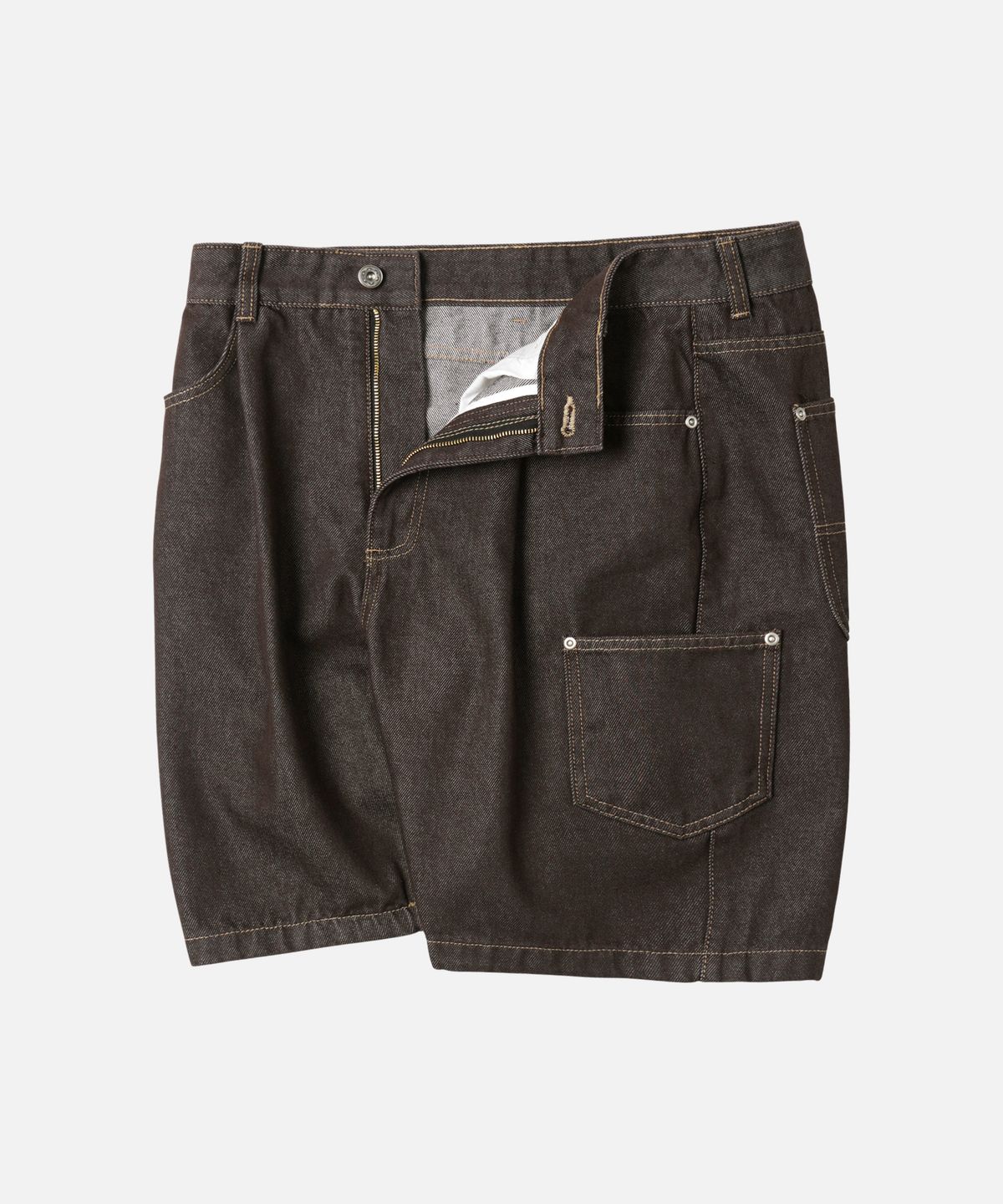 프리즘웍스(FRIZMWORKS) WORK TOOL DENIM HALF PANTS _ BROWN