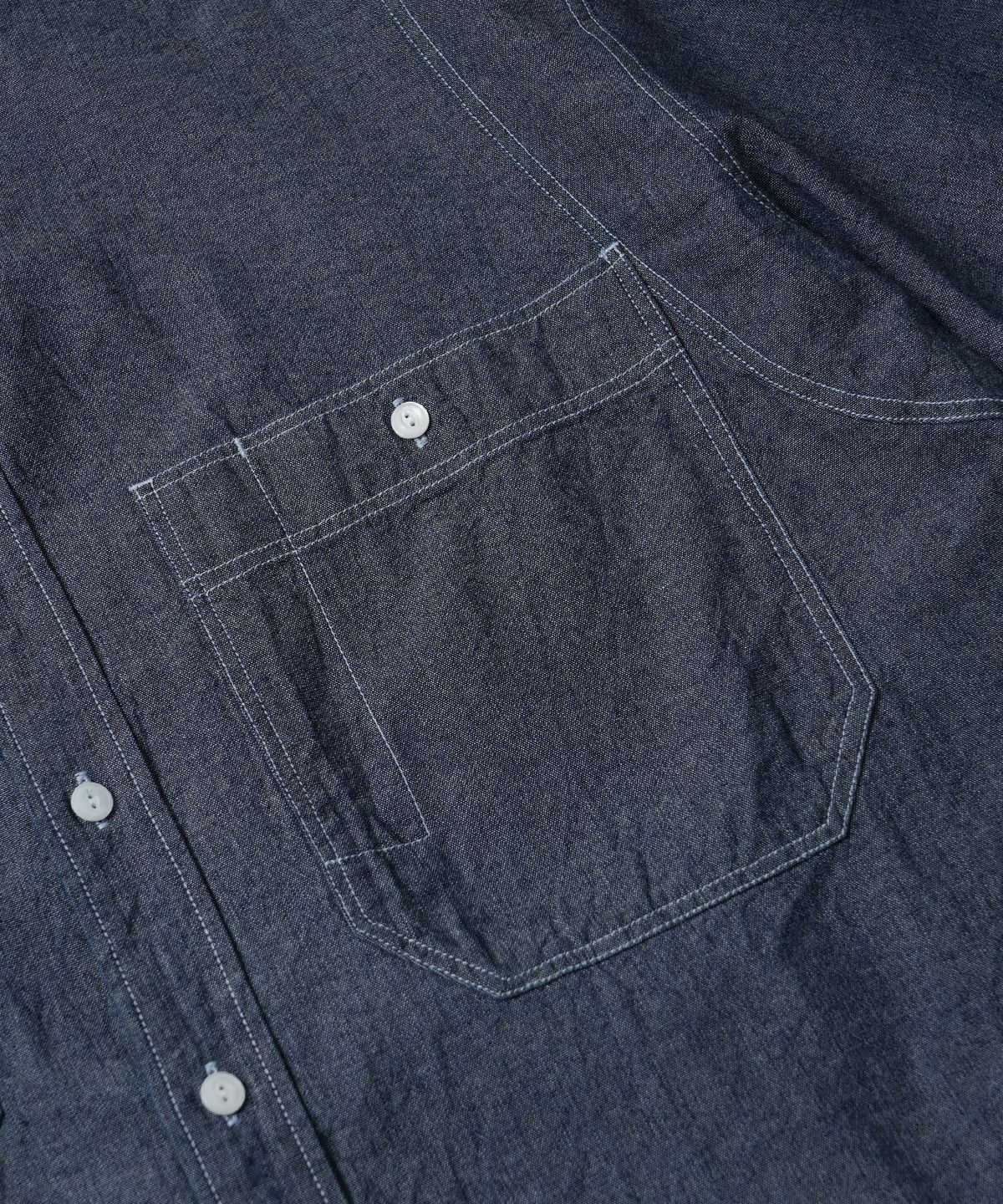 프리즘웍스(FRIZMWORKS) CHAMBRAY BIG POCKET HALF SHIRT _ INDIGO