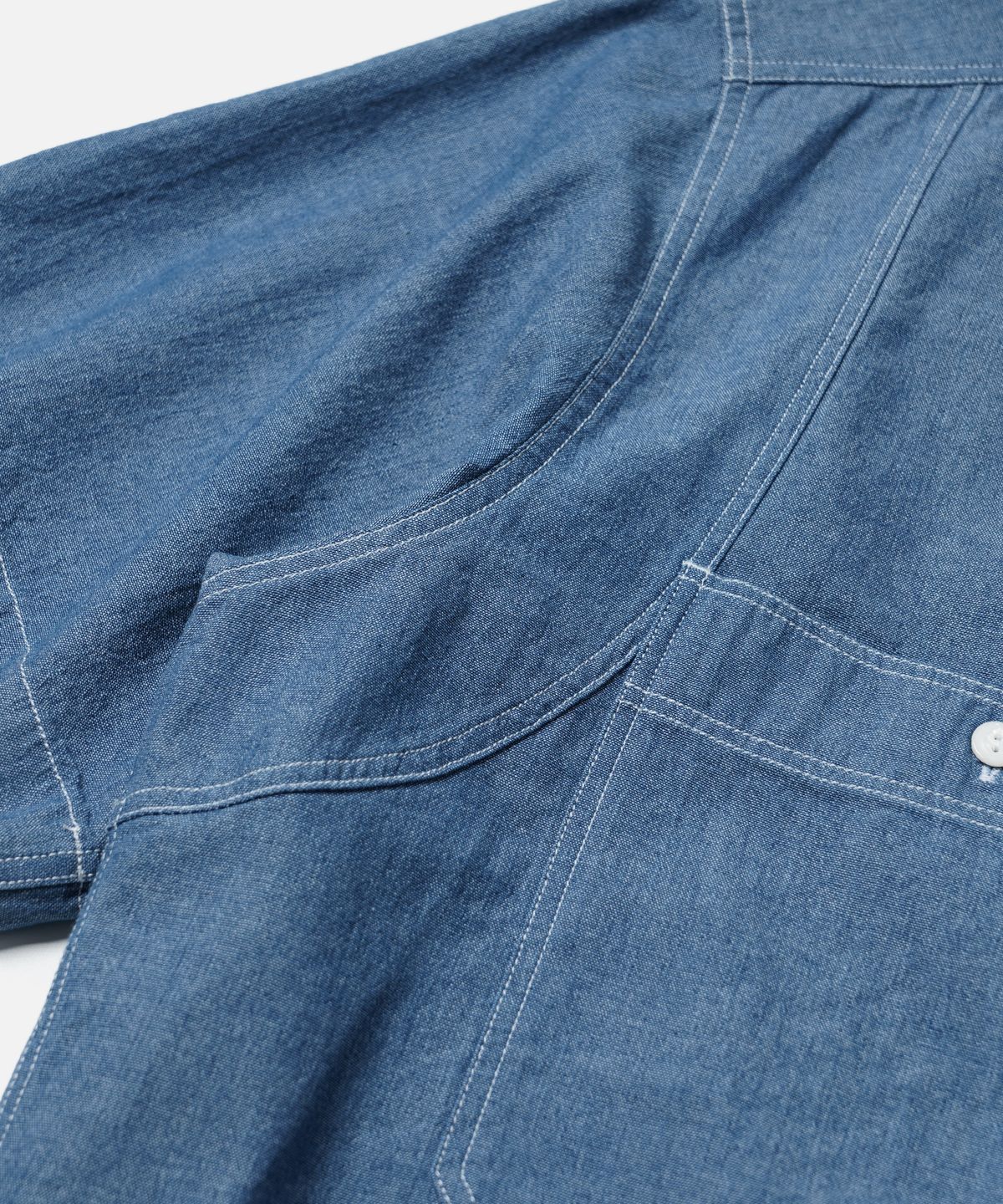 프리즘웍스(FRIZMWORKS) CHAMBRAY BIG POCKET HALF SHIRT _ BLUE