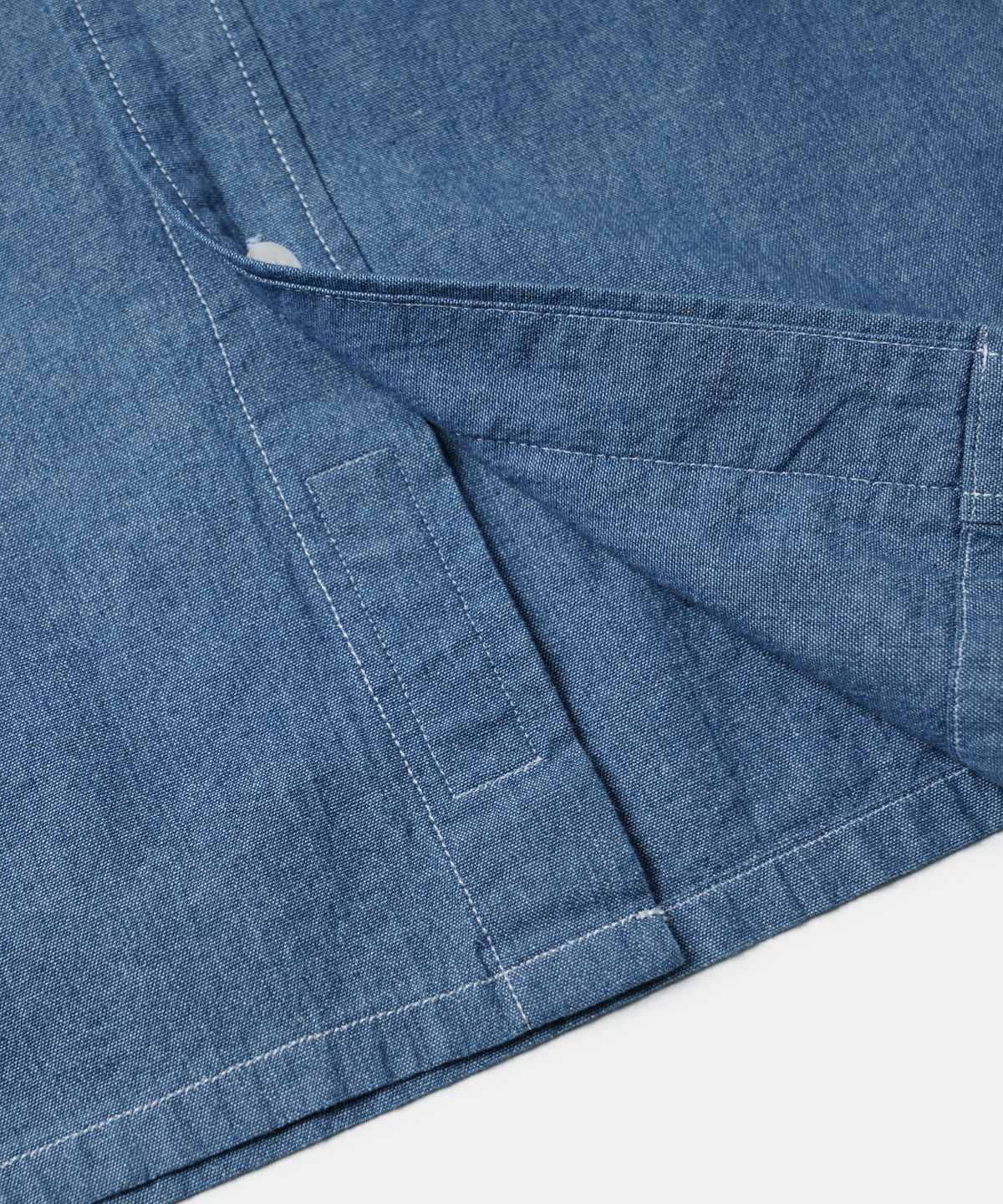 프리즘웍스(FRIZMWORKS) CHAMBRAY BIG POCKET HALF SHIRT _ BLUE