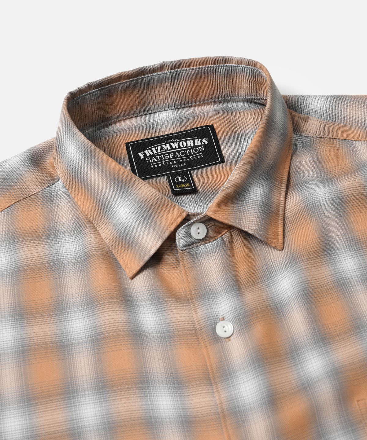프리즘웍스(FRIZMWORKS) OMBRE CHECK RELAXED HALF SHIRT _ SALMON