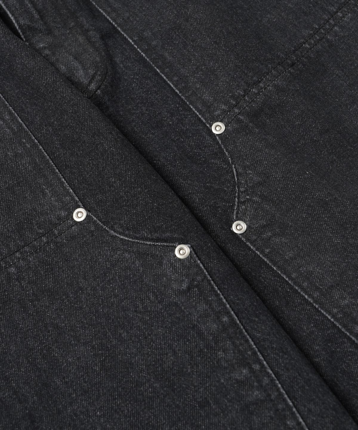프리즘웍스(FRIZMWORKS) WASHED DENIM DOUBLE KNEE SHORTS _ WASHED BLACK