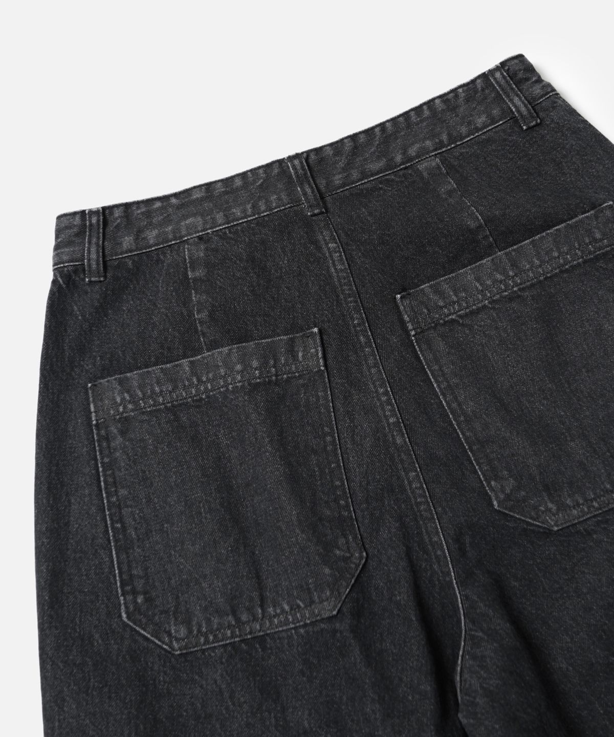 프리즘웍스(FRIZMWORKS) WASHED DENIM DOUBLE KNEE SHORTS _ WASHED BLACK