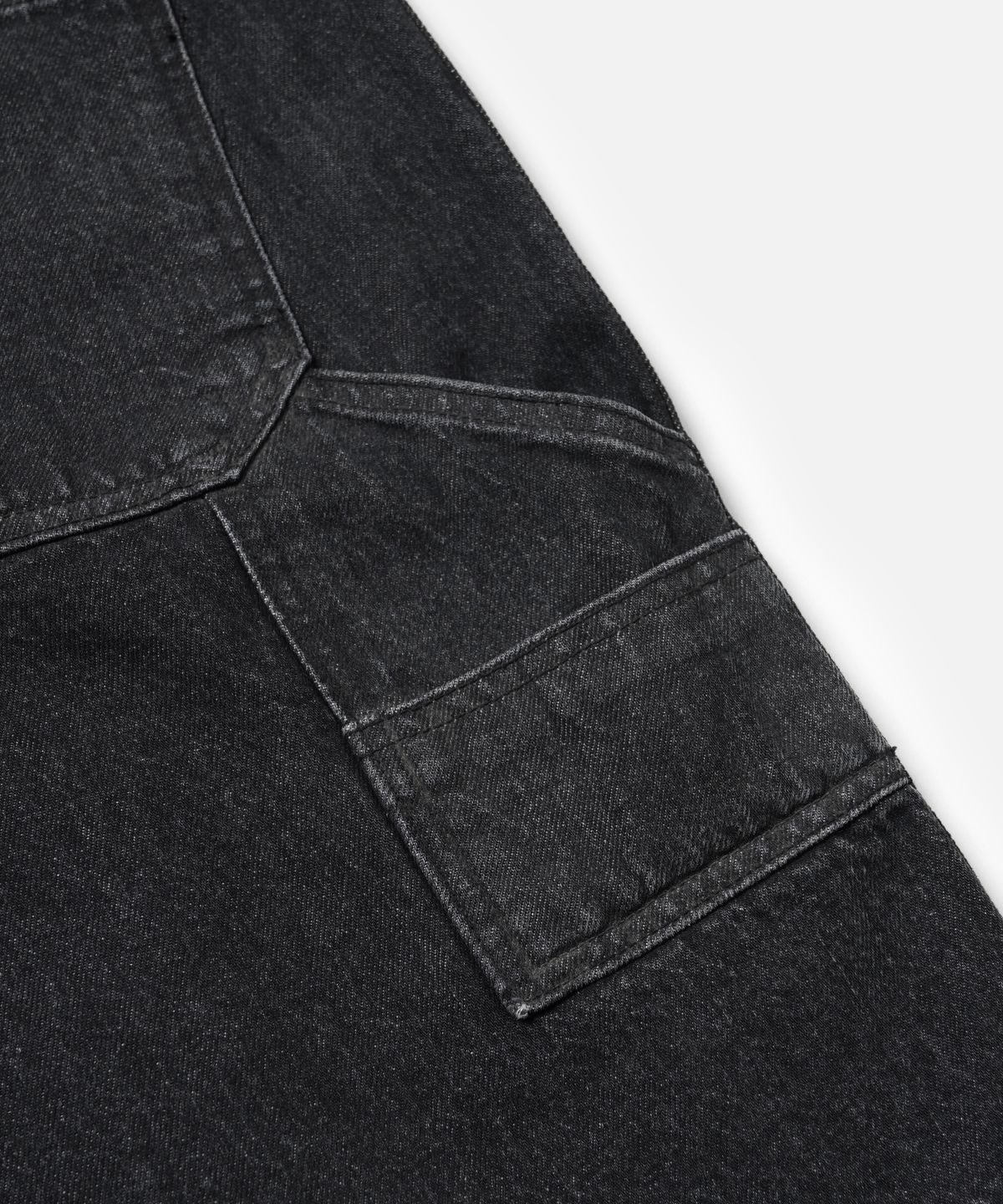 프리즘웍스(FRIZMWORKS) WASHED DENIM DOUBLE KNEE SHORTS _ WASHED BLACK